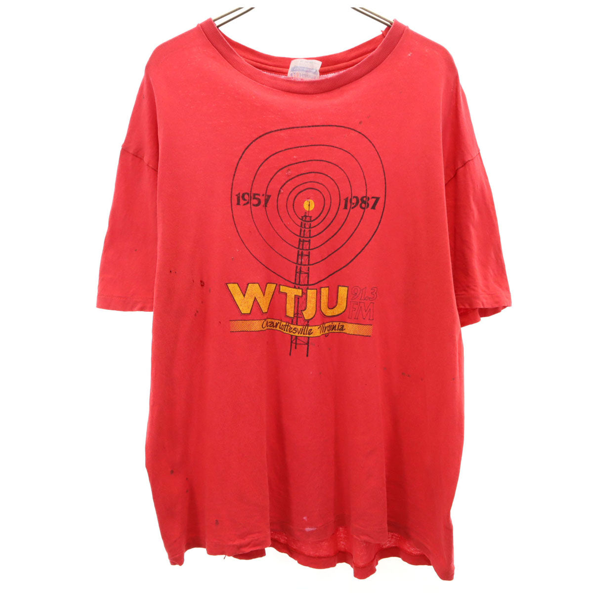 Hanes ヘインズ 80s USA製 ヴィンテージ 半袖 Tシャツ XL レッド シングルステッチ メンズ