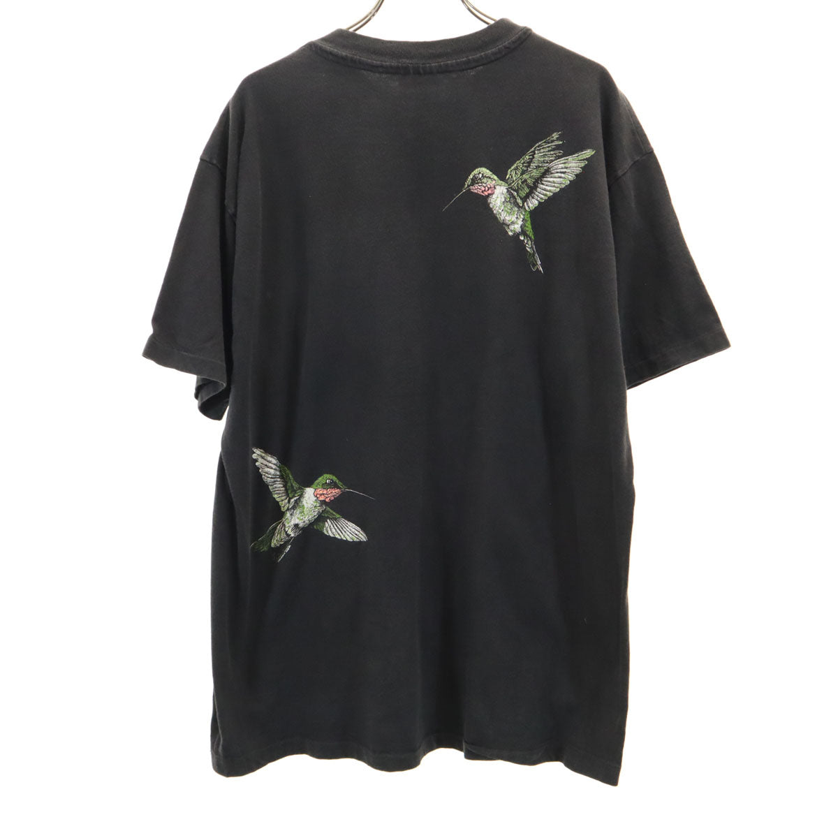 Hanes ヘインズ 90s USA製 オールド ハチドリ プリント 半袖 Tシャツ L チャコール シングルステッチ メンズ