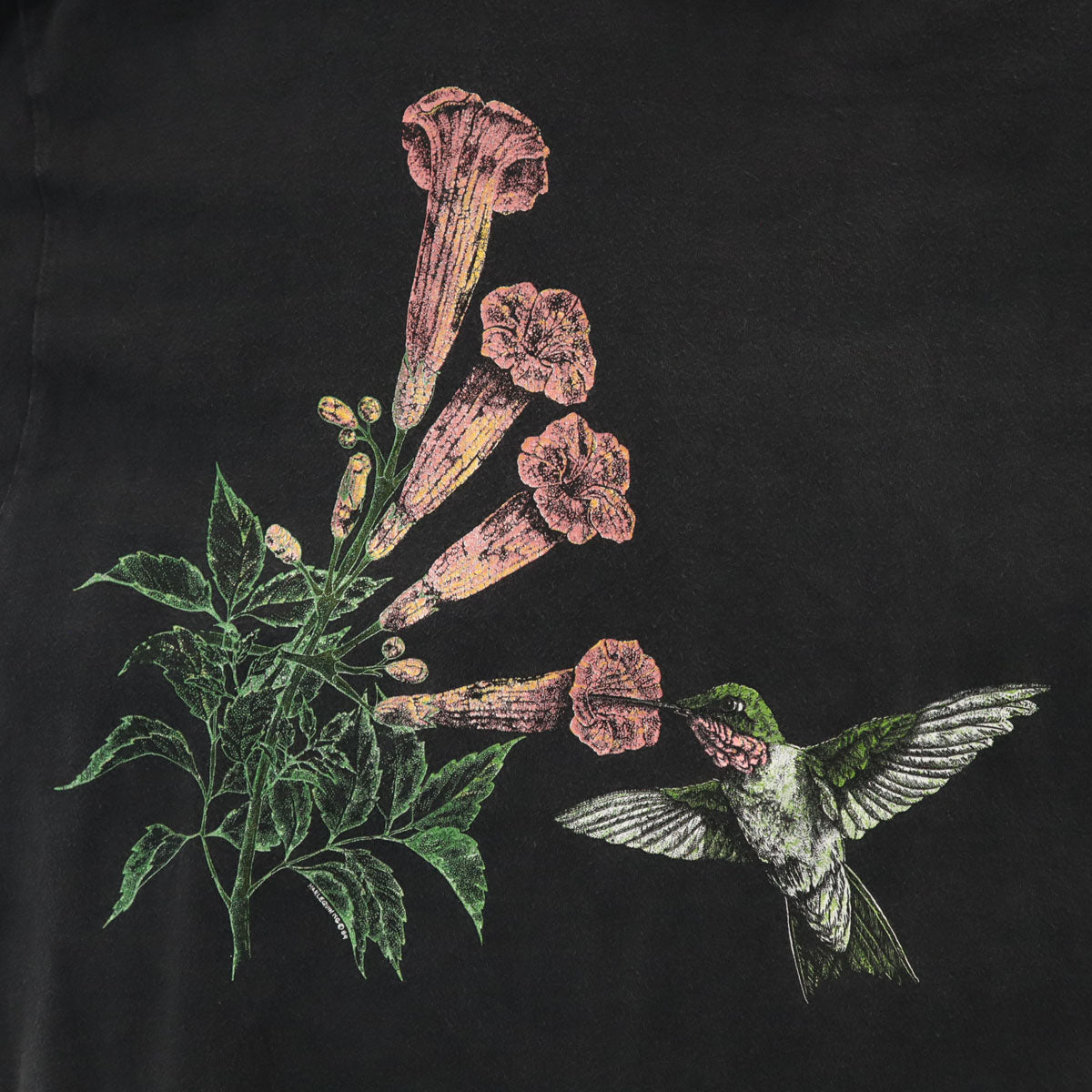 Hanes ヘインズ 90s USA製 オールド ハチドリ プリント 半袖 Tシャツ L チャコール シングルステッチ メンズ