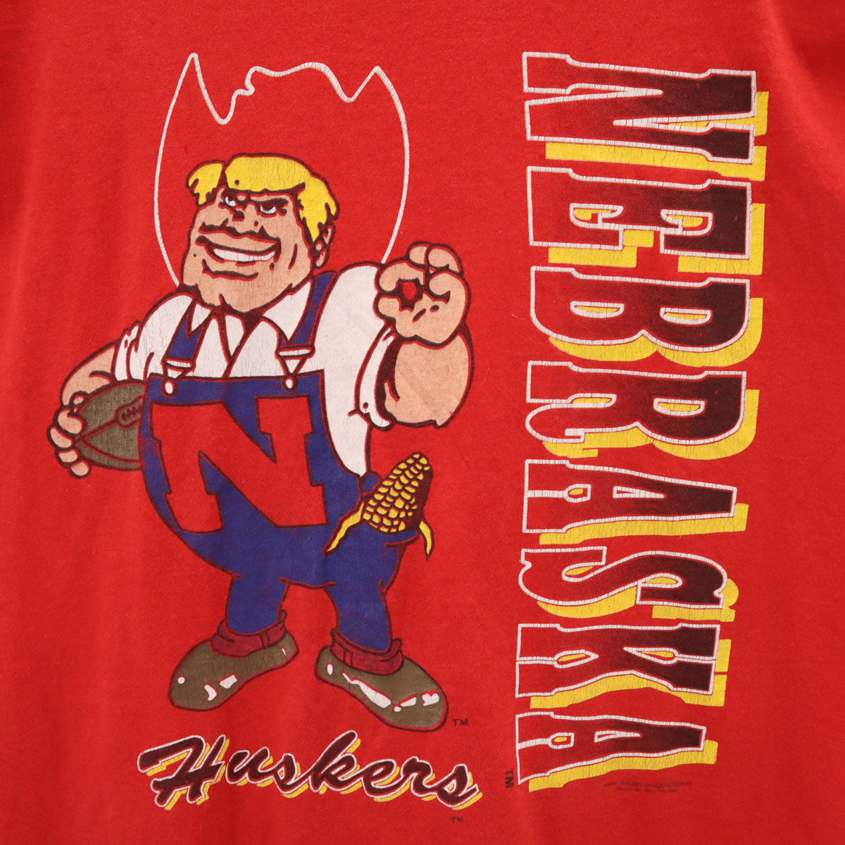 SCREEN STARS BEST スクリーンスターズベスト 90s USA製 オールド NEBRASKA プリント 半袖 Tシャツ XL レッド シングルステッチ メンズ