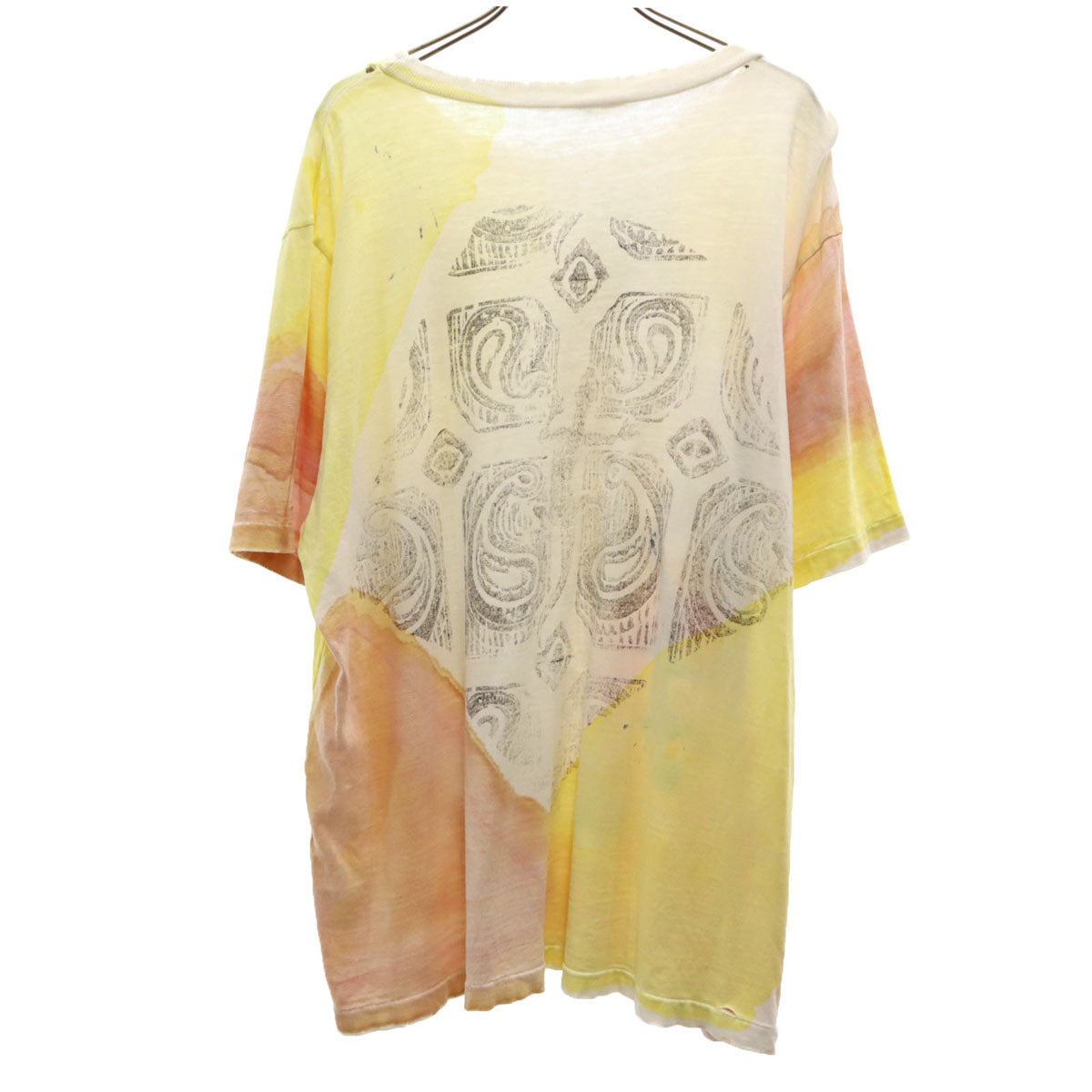 90s オールド トカゲ プリント 半袖 Tシャツ イエロー系 シングルステッチ メンズ