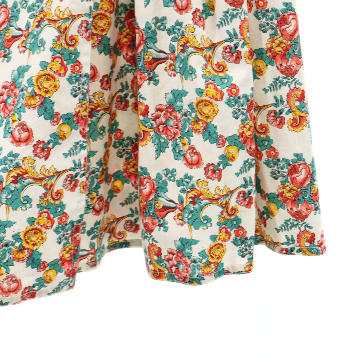 FENDI フェンディ イタリア製 花柄 半袖 ブラウス 上下 セットアップ 44 ホワイト スカート レディース