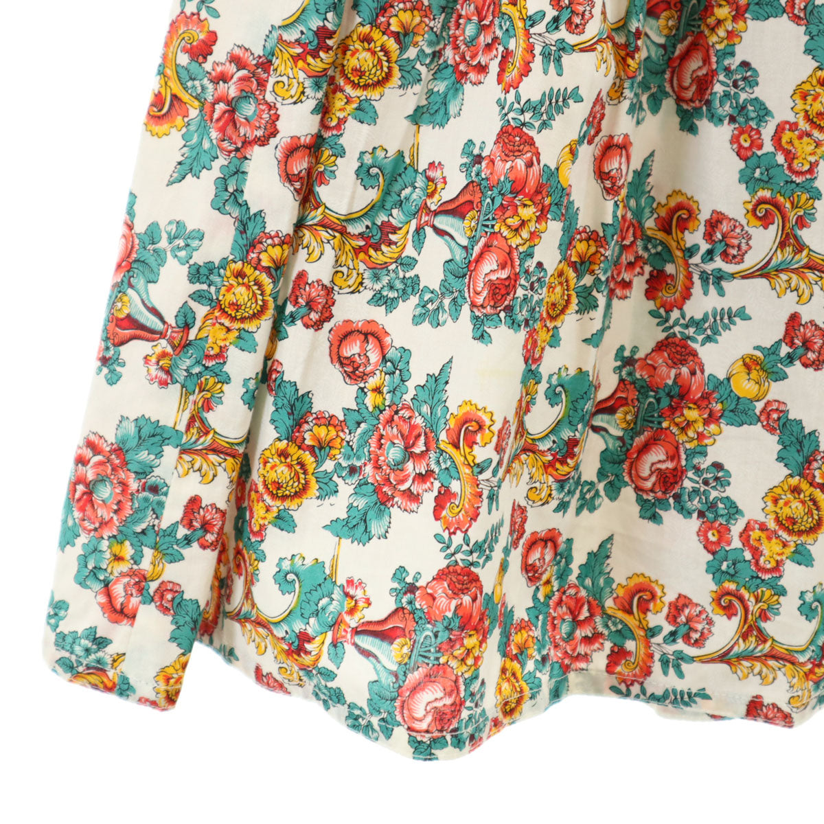 FENDI フェンディ イタリア製 花柄 半袖 ブラウス 上下 セットアップ 44 ホワイト スカート レディース