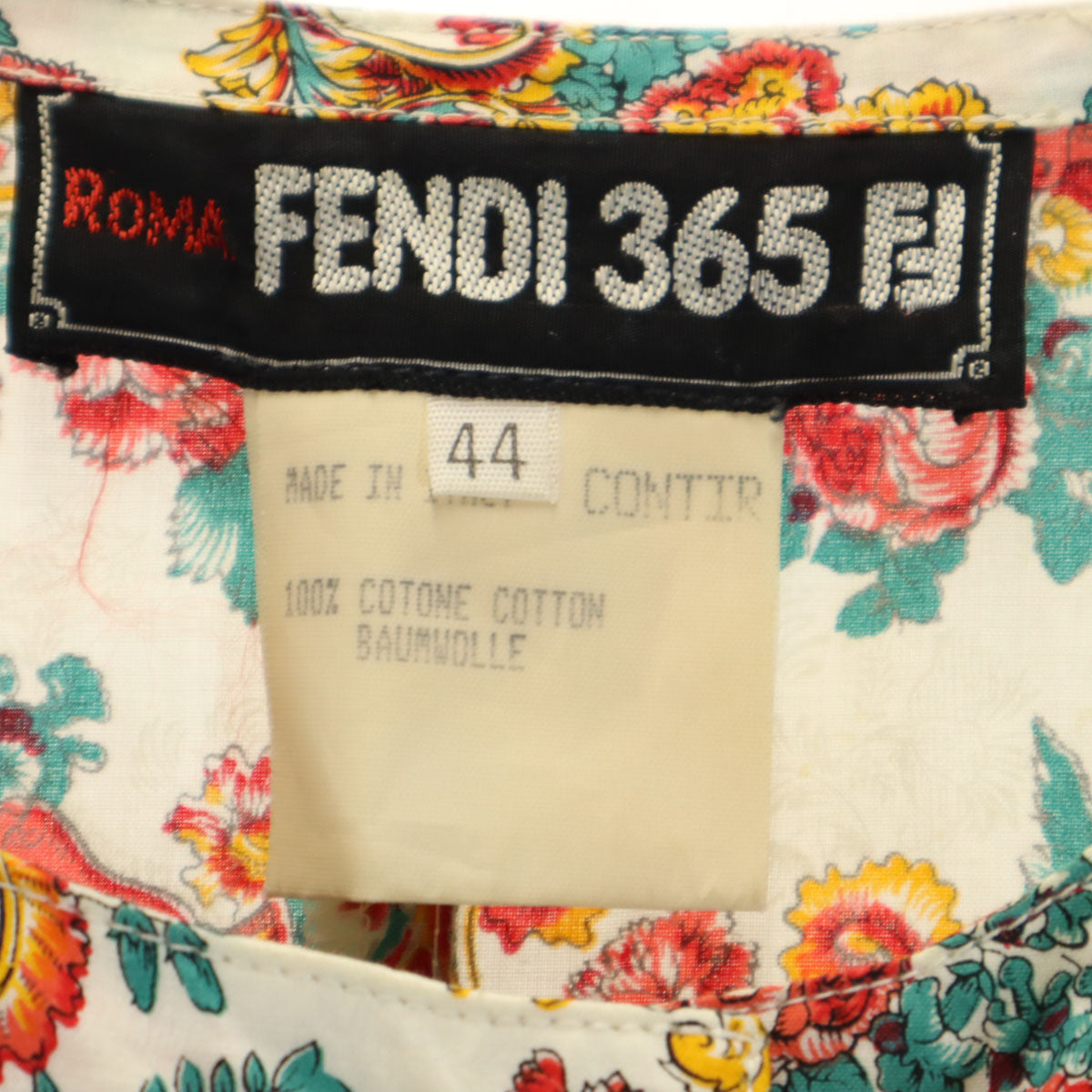 FENDI フェンディ イタリア製 花柄 半袖 ブラウス 上下 セットアップ 44 ホワイト スカート レディース