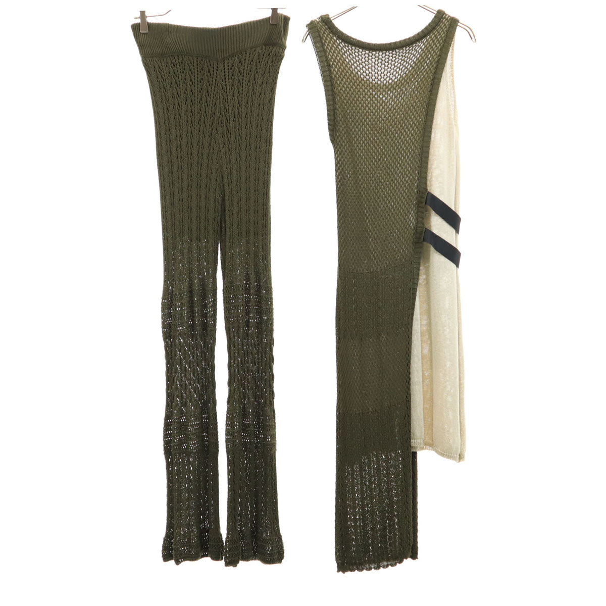 KOH.style コースタイル ノースリーブ サマー ニット 上下 セットアップ F カーキ レディース