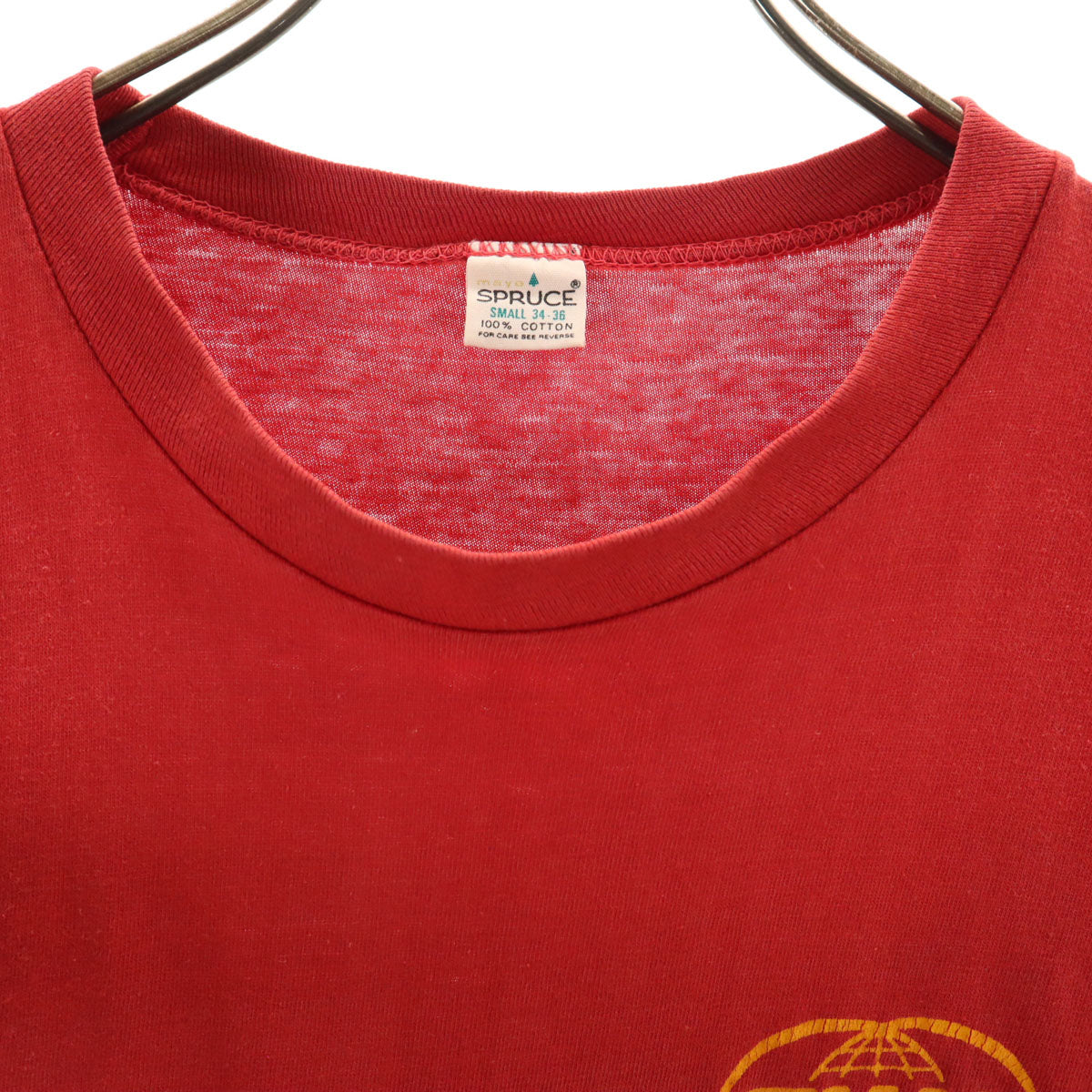 mayo SPRUCE メイヨスプルース 70s USA製 ヴィンテージ TWA 半袖 Tシャツ S レッド シングルステッチ レディース