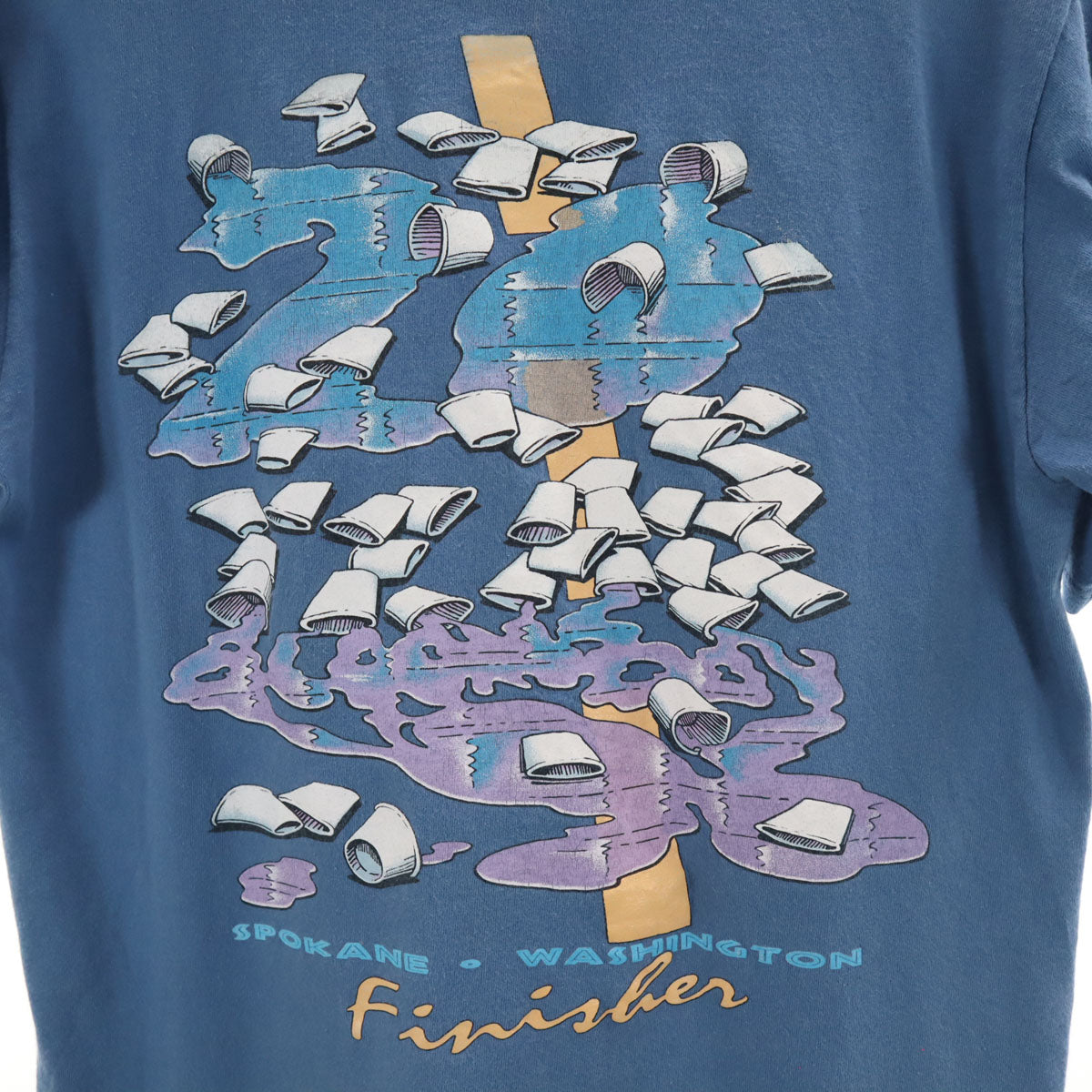 JERZEES ジャージーズ 90s USA製 オールド スポケーン ワシントン ランニングイベント 半袖 フィニッシャー Tシャツ M ブルー系 メンズ