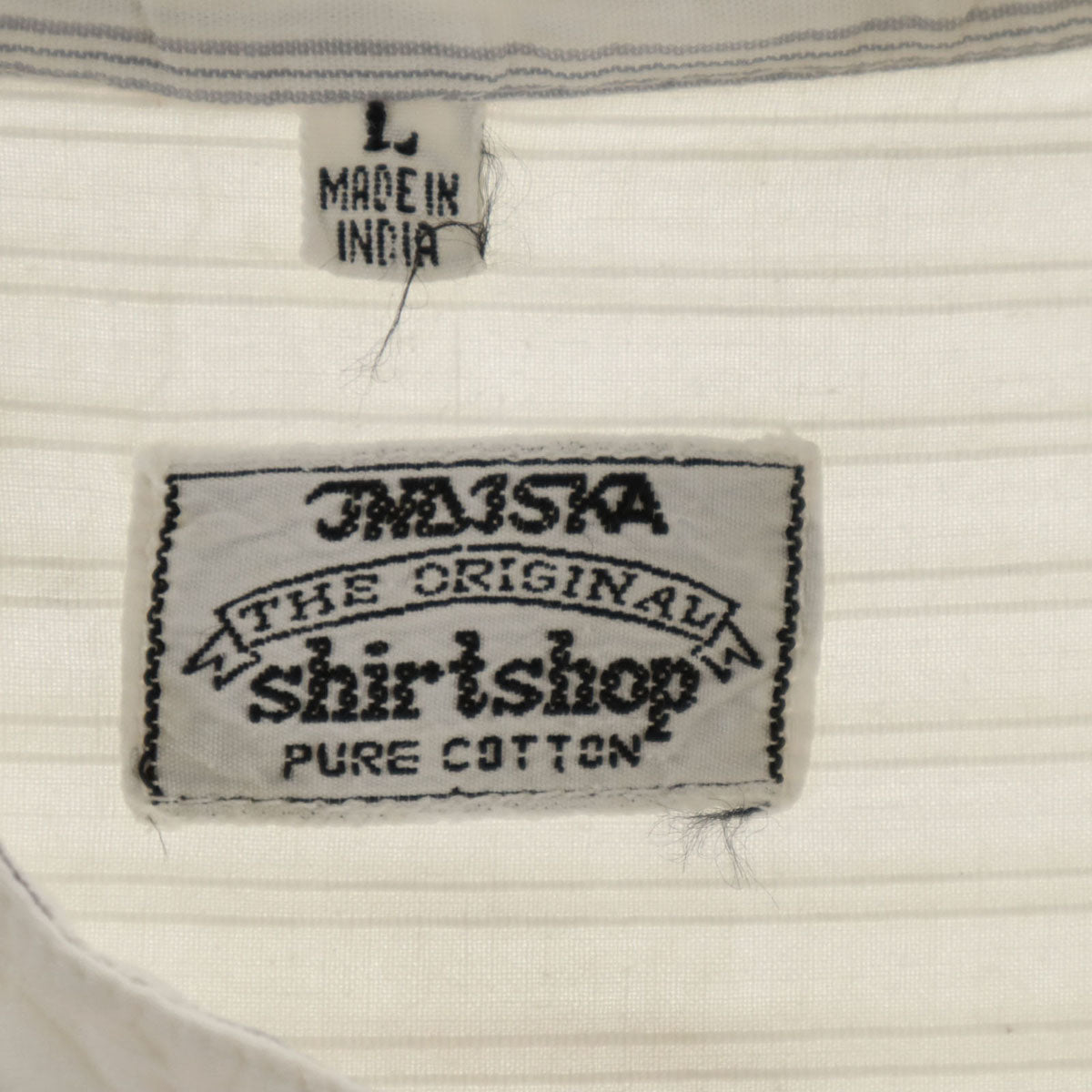 INDISKA インディスカ 80s ヴィンテージ ストライプ柄 長袖 バンドカラーシャツ L アイボリー プルオーバー メンズ