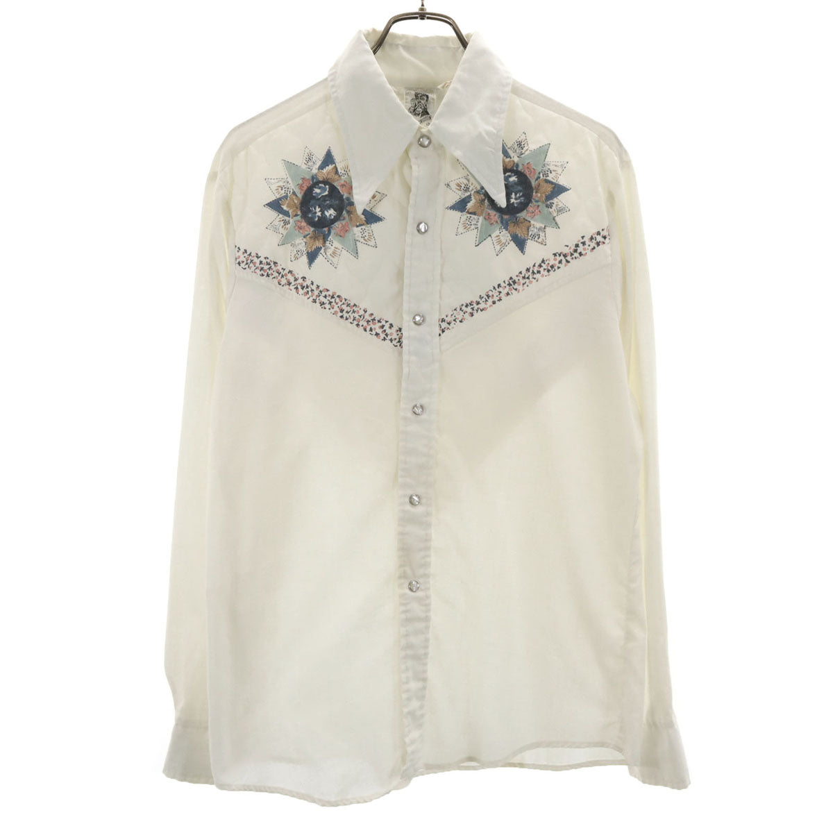 KENNINGTON ケニントン 70s ヴィンテージ 長袖 キルティング切替 シャツ L アイボリー メンズ