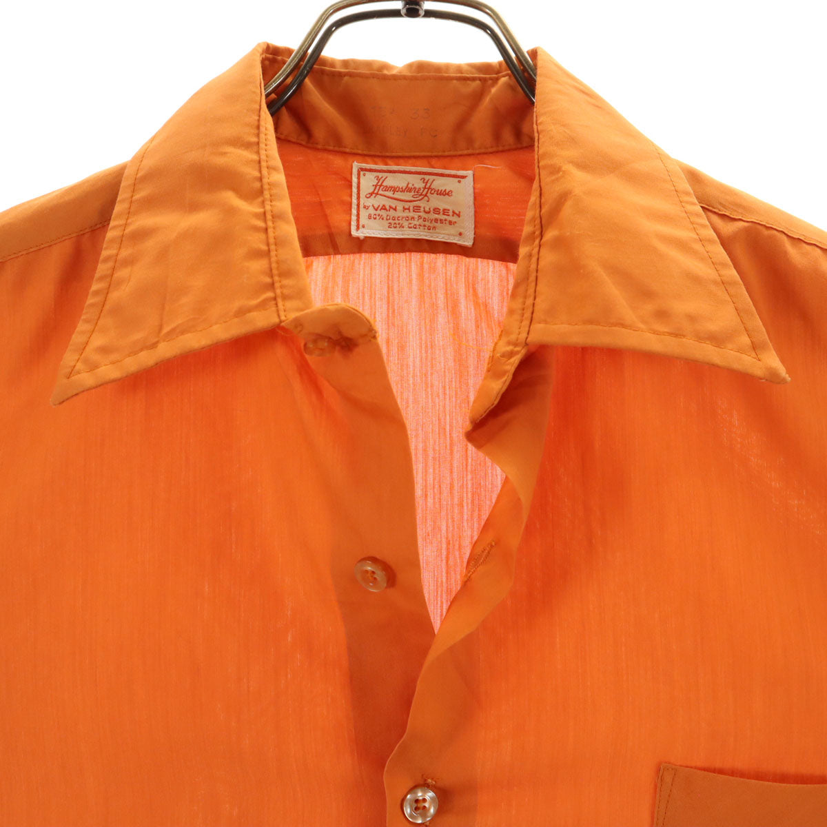 Hampshire House by VAN HEUSEN ハンプシャーハウス バイ ヴァンヒューゼン 70s ヴィンテージ 長袖 ダブルカフス シャツ 33 オレンジ メンズ