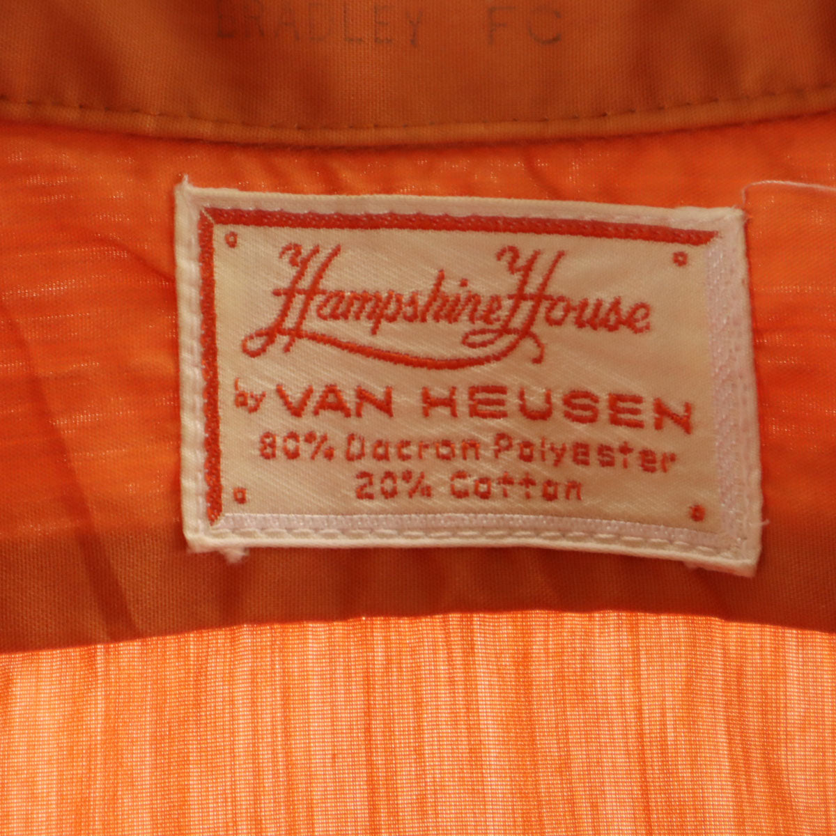 Hampshire House by VAN HEUSEN ハンプシャーハウス バイ ヴァンヒューゼン 70s ヴィンテージ 長袖 ダブルカフス シャツ 33 オレンジ メンズ