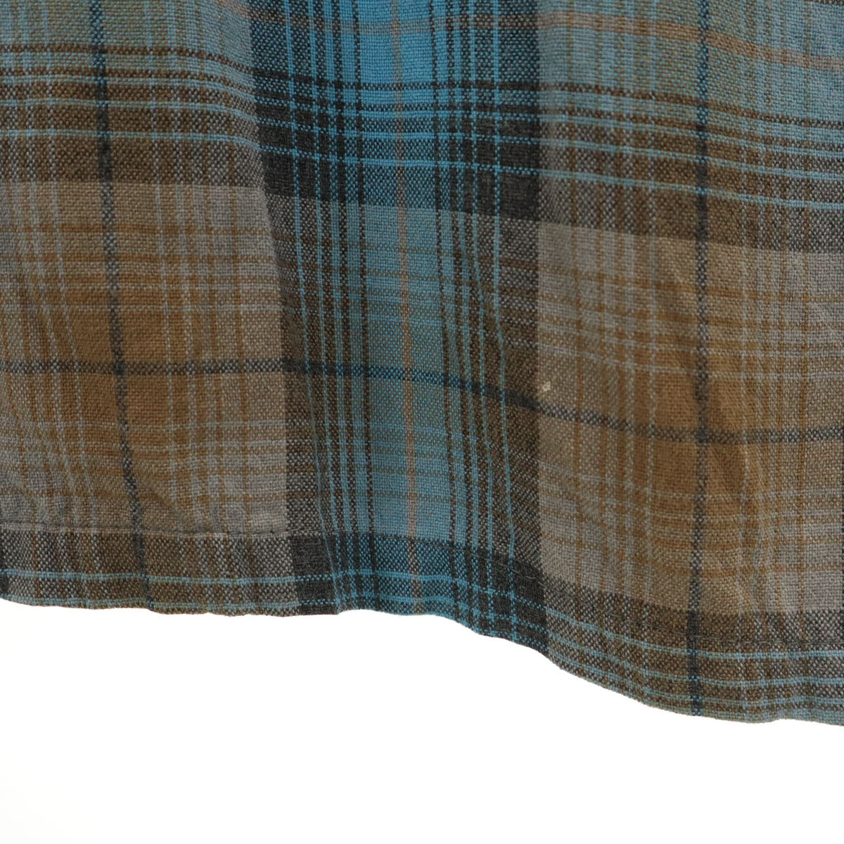 60s 70s ヴィンテージ オンブレチェック 長袖 ウエスタンシャツ BIG 水色 メンズ