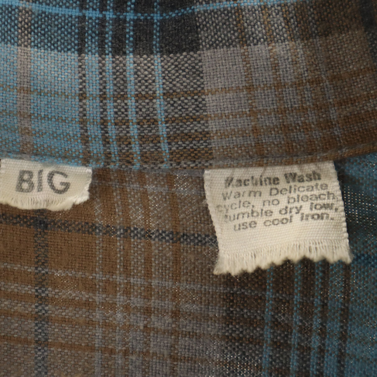 60s 70s ヴィンテージ オンブレチェック 長袖 ウエスタンシャツ BIG 水色 メンズ