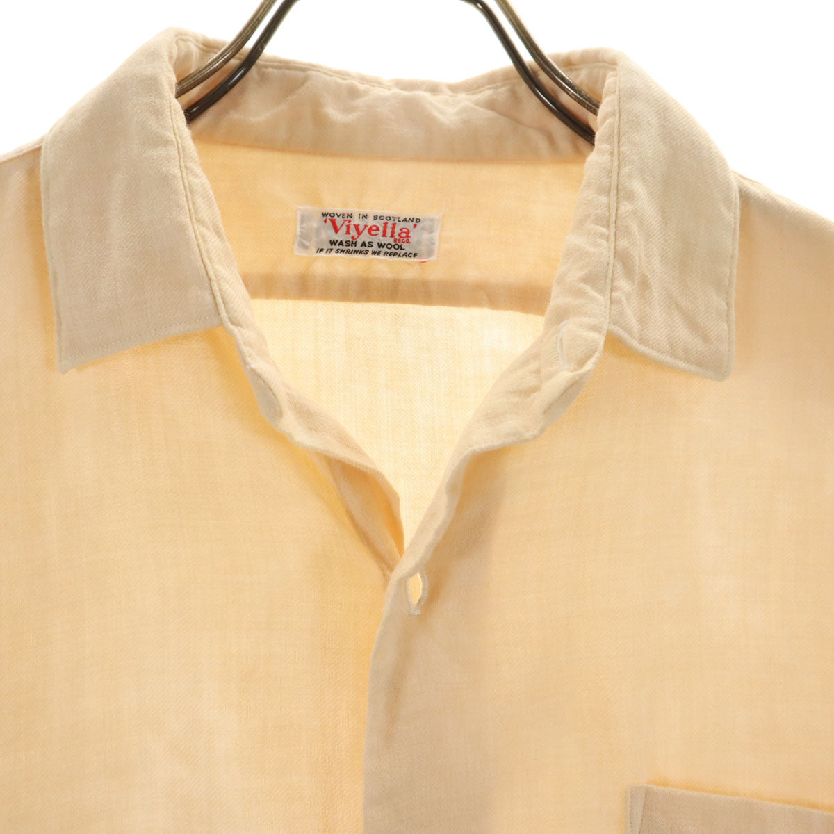 Viyella 50s 60s スコットランド製 ヴィンテージ 長袖 シャツ ペールオレンジ メンズ