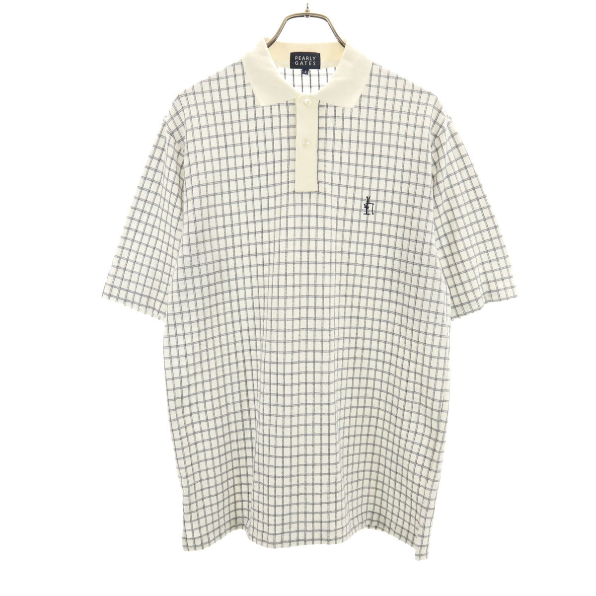PEARLY GATES パーリーゲイツ 日本製 ゴルフ 半袖 ポロシャツ 2 ホワイト系 メンズ