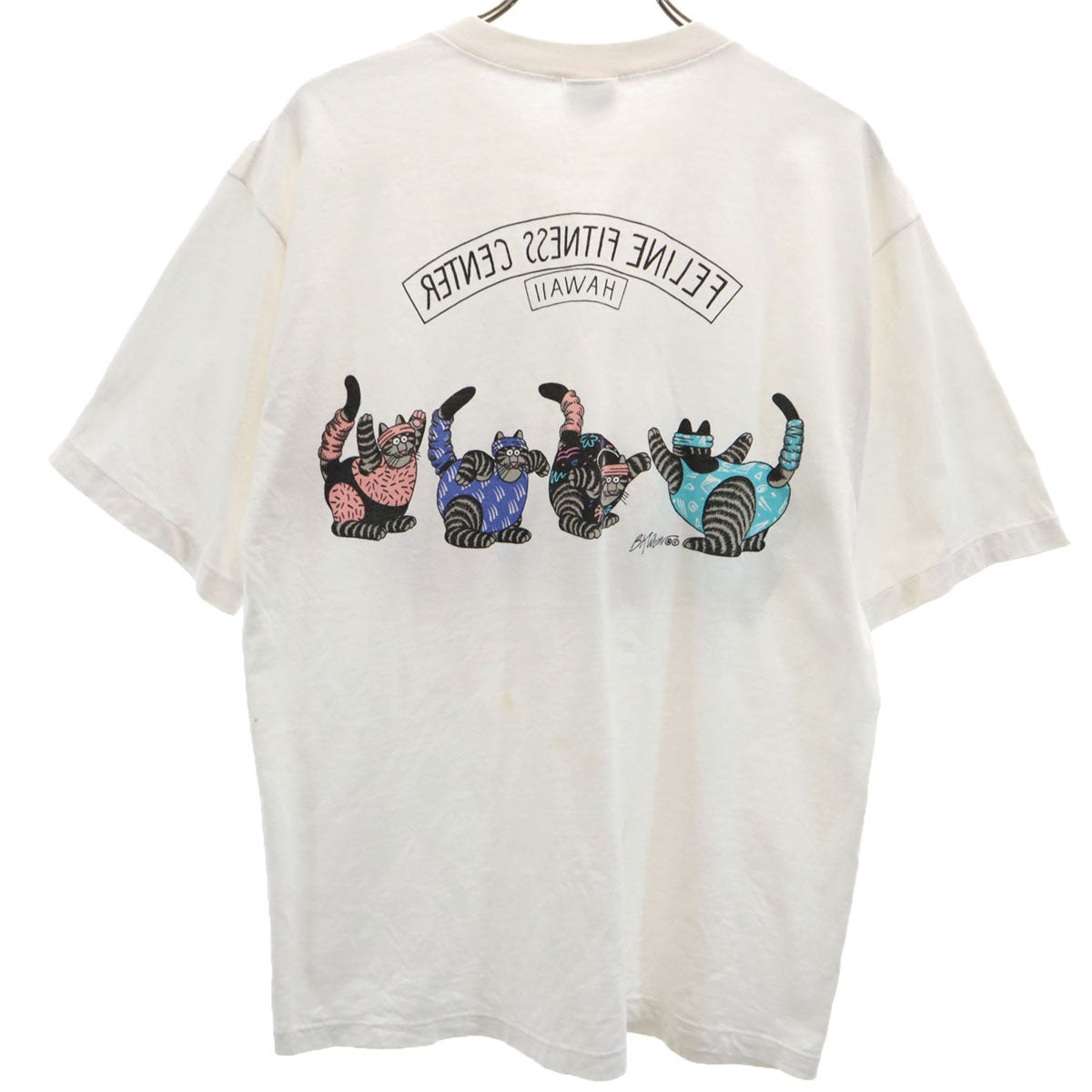 Crazy Shirt クレイジーシャツ 90s USA製 オールド 猫 半袖 Tシャツ M ホワイト系 メンズ