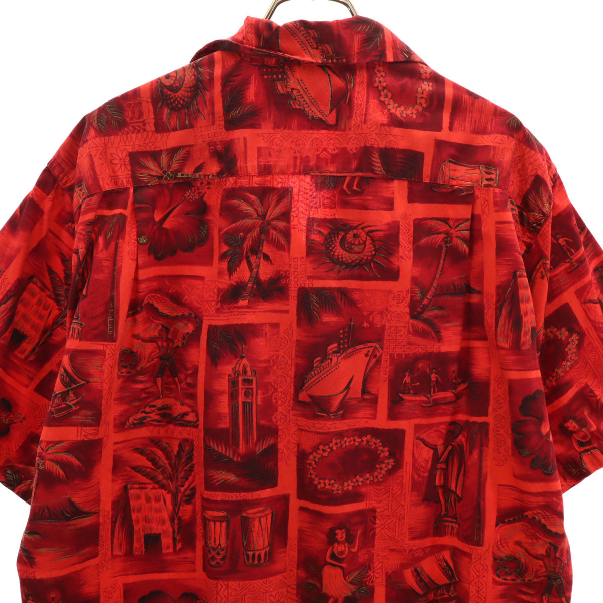 Island Casuals 60s ヴィンテージ 総柄 半袖 アロハシャツ 赤系 メンズ