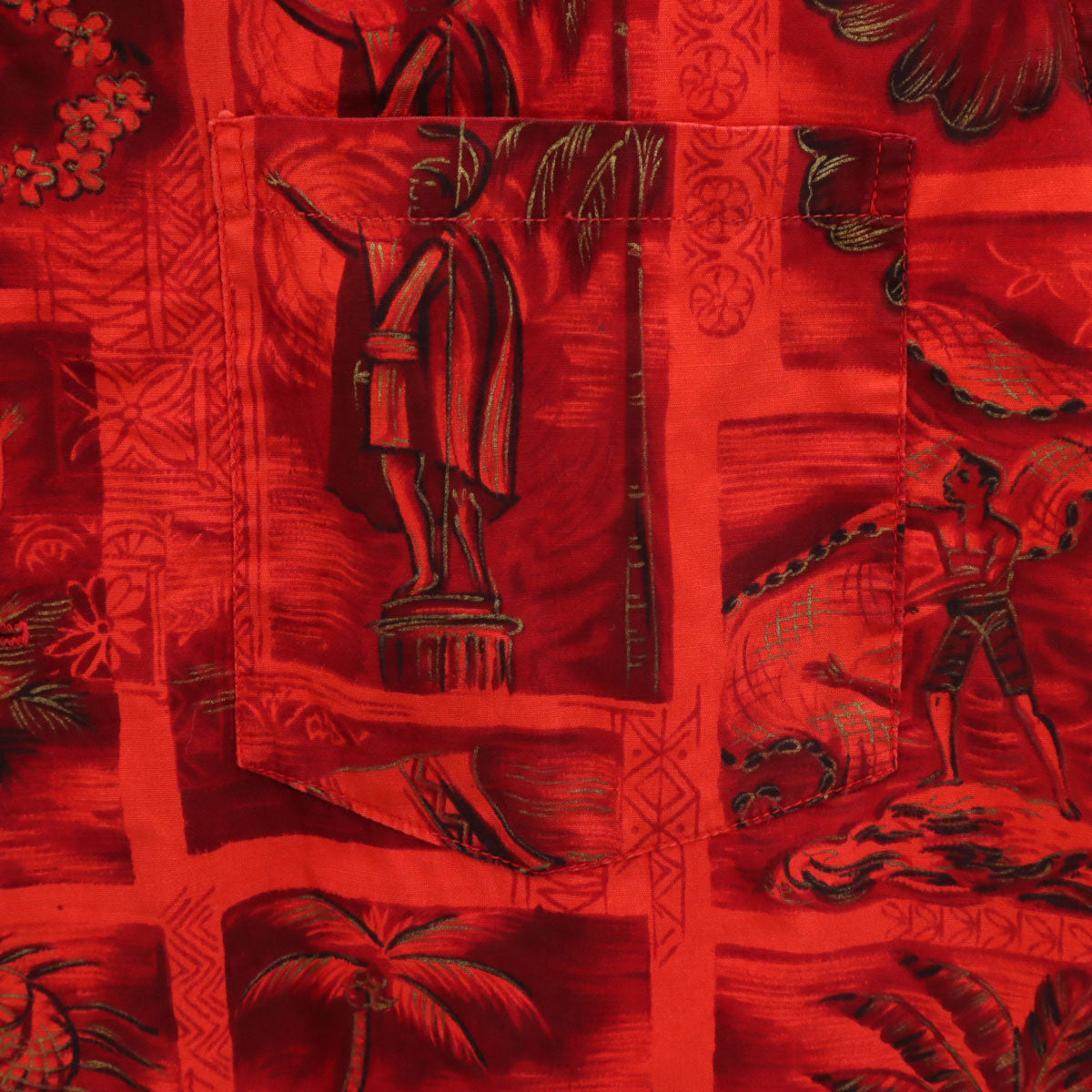 Island Casuals 60s ヴィンテージ 総柄 半袖 アロハシャツ 赤系 メンズ