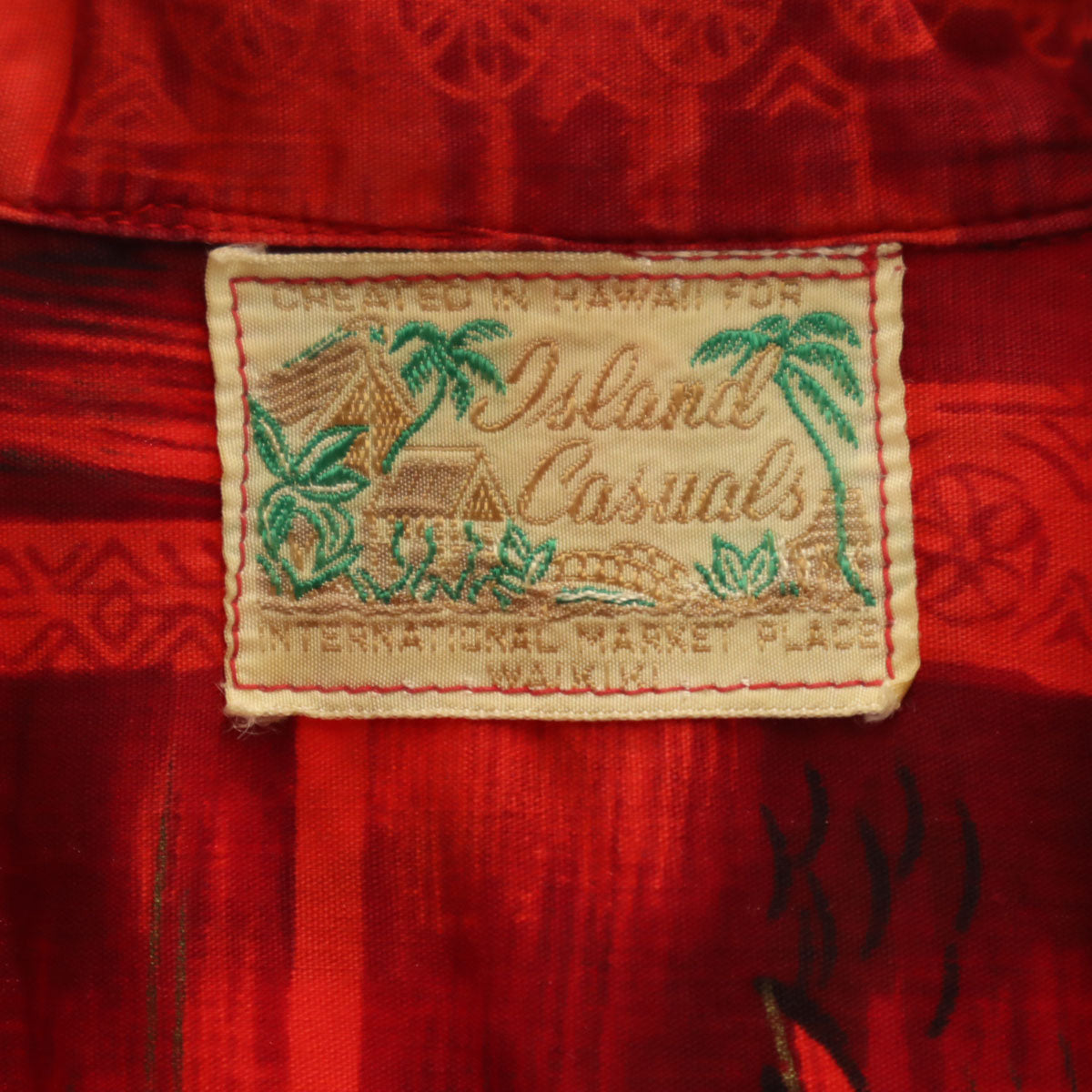 Island Casuals 60s ヴィンテージ 総柄 半袖 アロハシャツ 赤系 メンズ