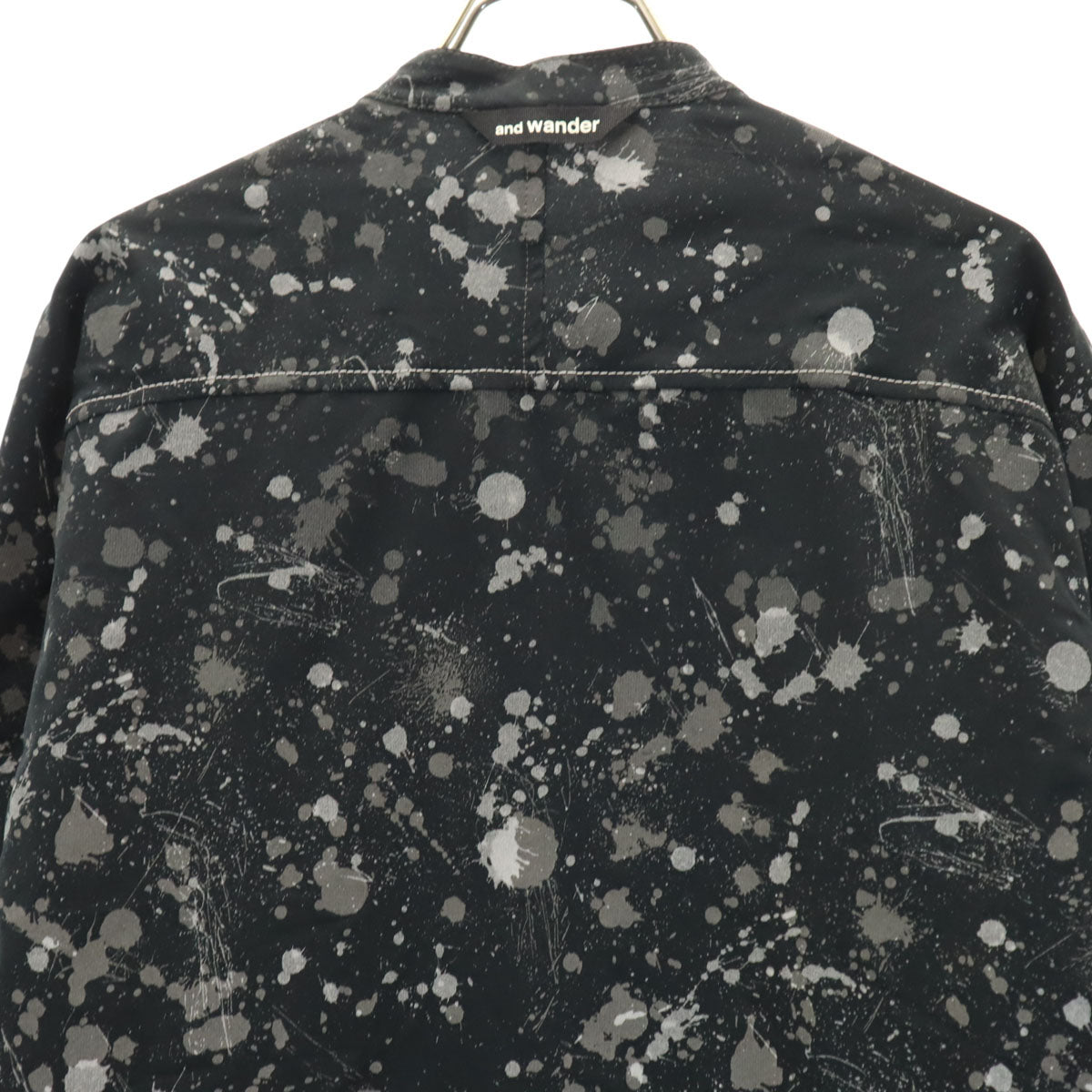 and wander アンドワンダー 日本製 ペイント柄 長袖 ドライストレッチ シャツ 上下 セットアップ 3 ブラック メンズ