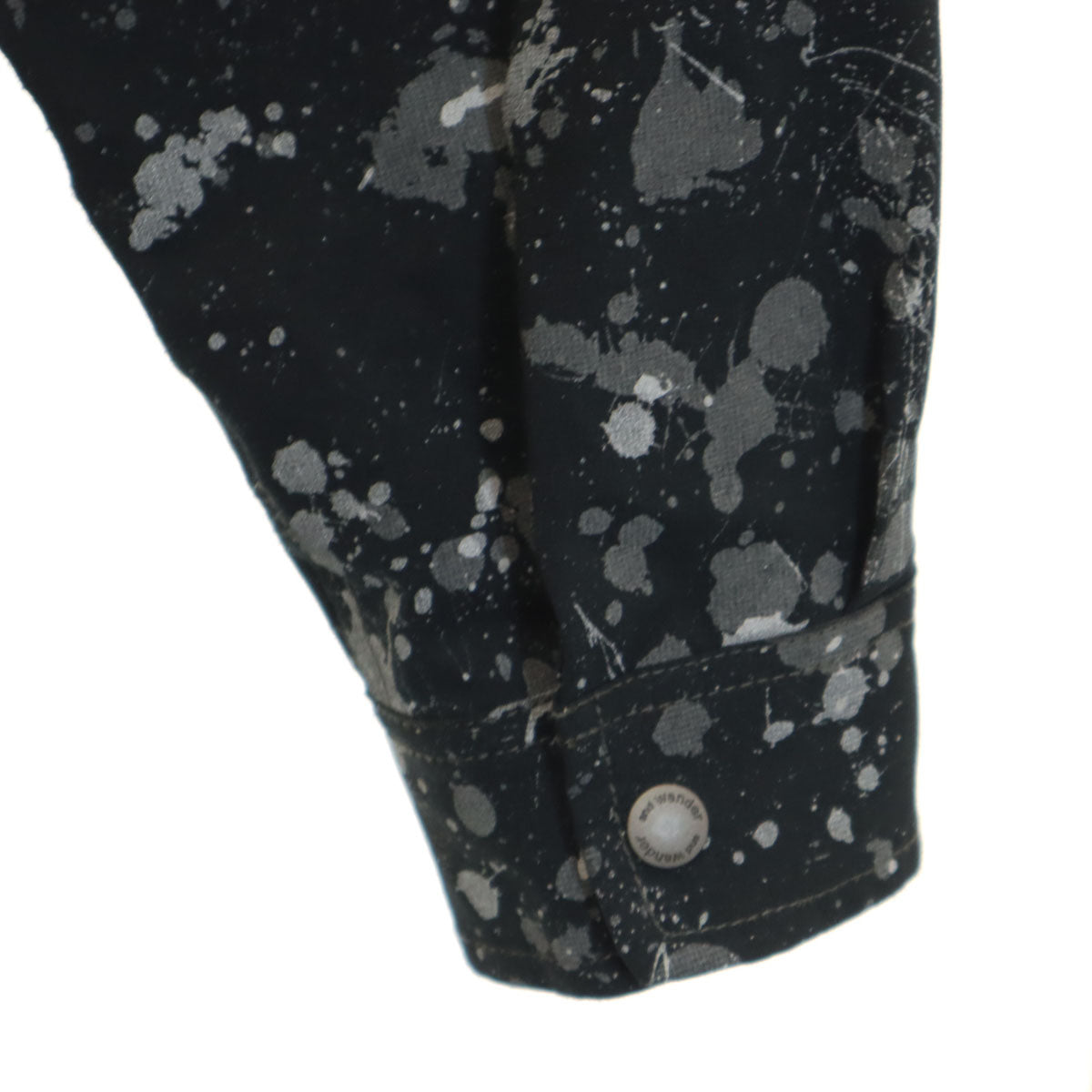 and wander アンドワンダー 日本製 ペイント柄 長袖 ドライストレッチ シャツ 上下セットアップ 3 ブラック メンズ and wander アンドワンダー 日本製 ペイント柄 長袖 ドライストレッチ