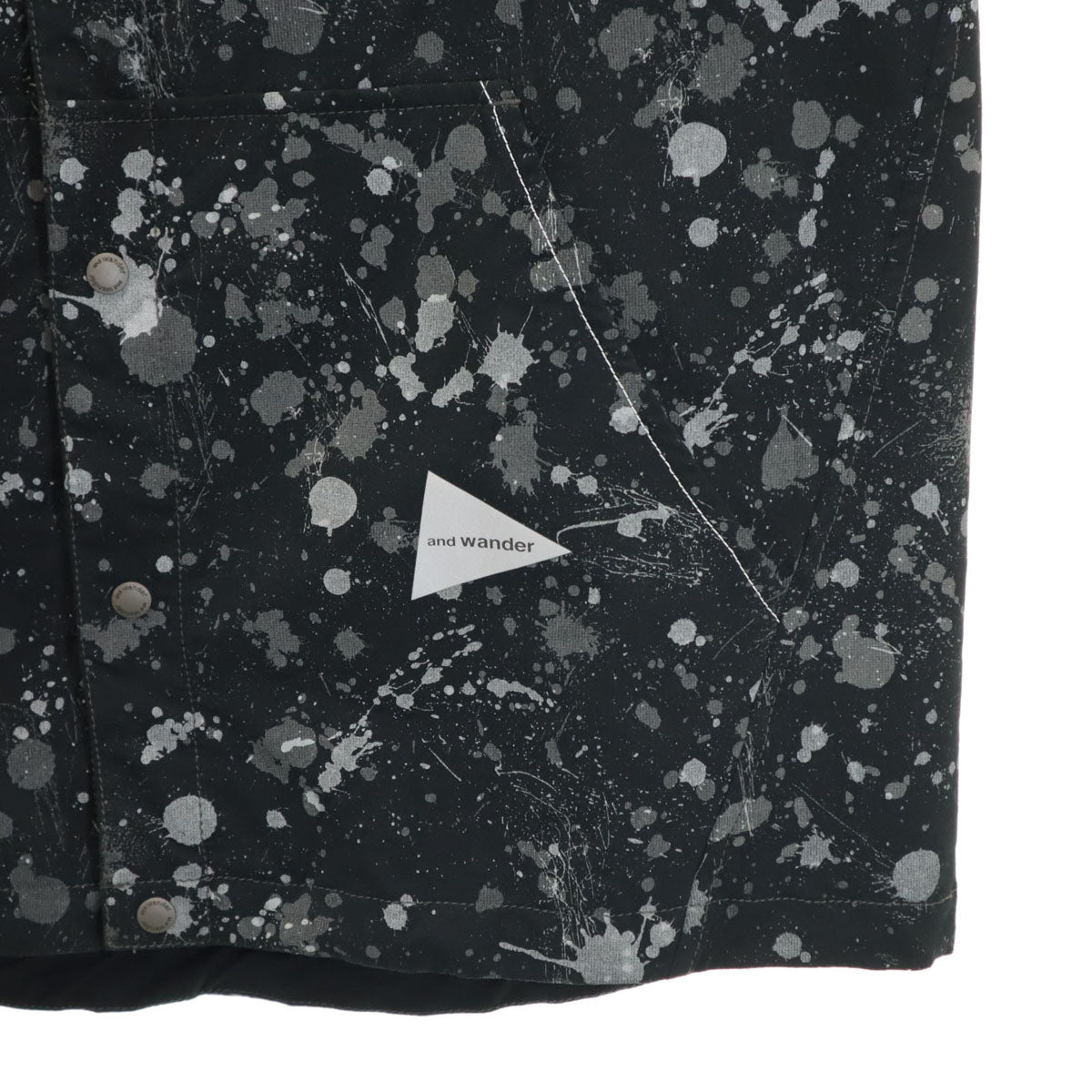 and wander アンドワンダー 日本製 ペイント柄 長袖 ドライストレッチ シャツ 上下 セットアップ 3 ブラック メンズ