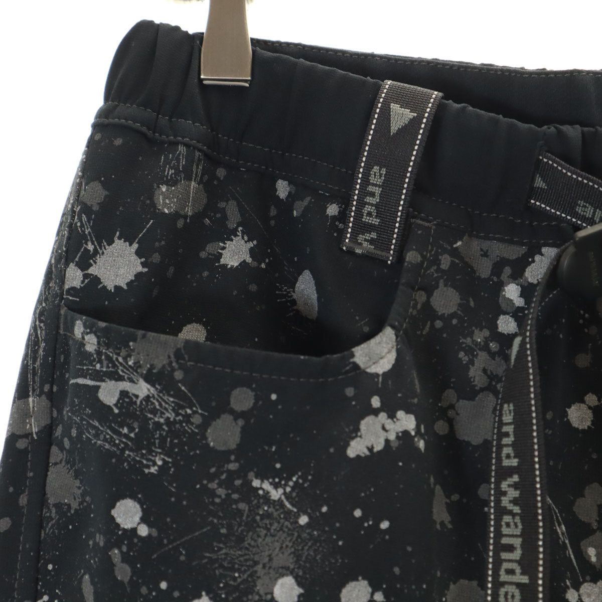 and wander アンドワンダー 日本製 ペイント柄 長袖 ドライストレッチ シャツ 上下 セットアップ 3 ブラック メンズ