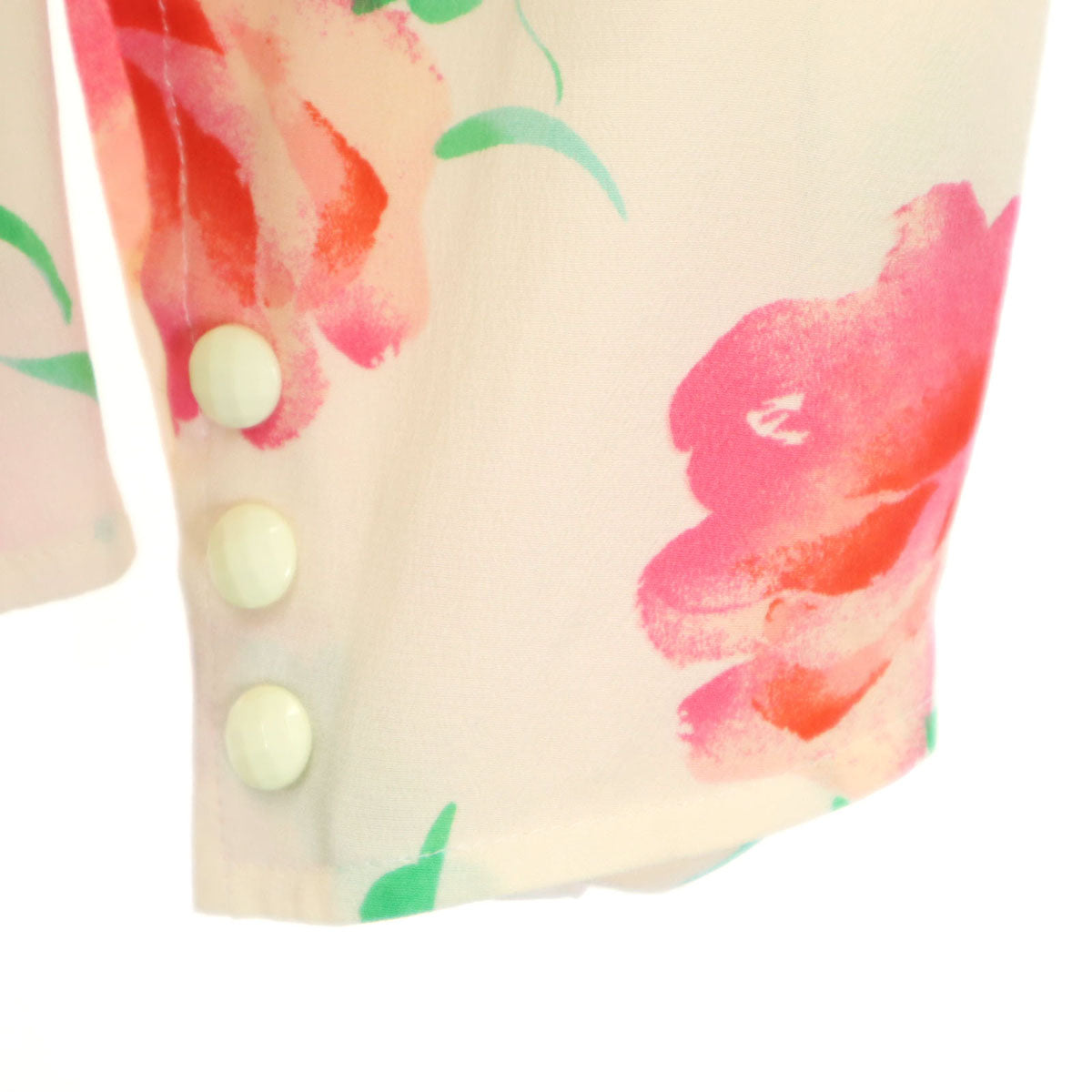 emanuel ungaro ウンガロ シルク 花柄 ノーカラージャケット 上下 セットアップ 9 アイボリー レディース