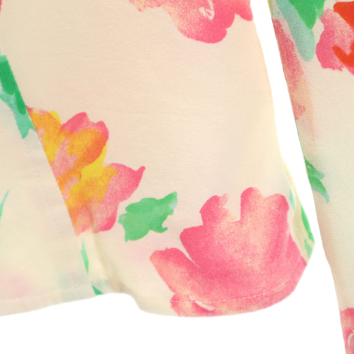 emanuel ungaro ウンガロ シルク 花柄 ノーカラージャケット 上下 セットアップ 9 アイボリー レディース