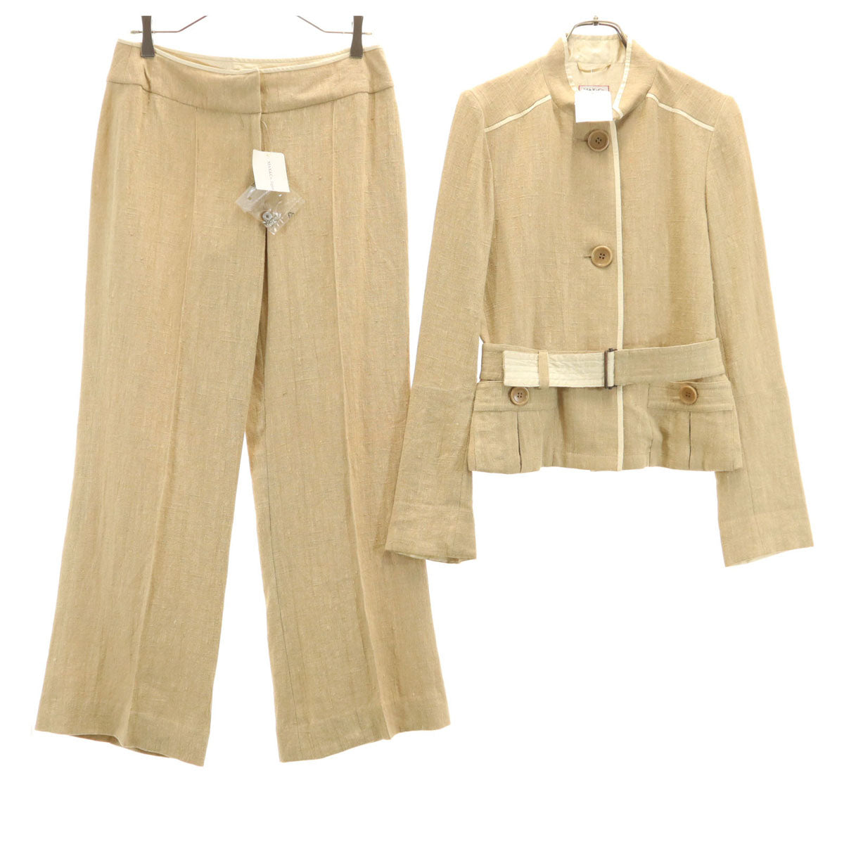 MAX&CO マックスアンドコー 未使用 リネン ジャケット 上下 セットアップ 42/44 ベージュ レディース