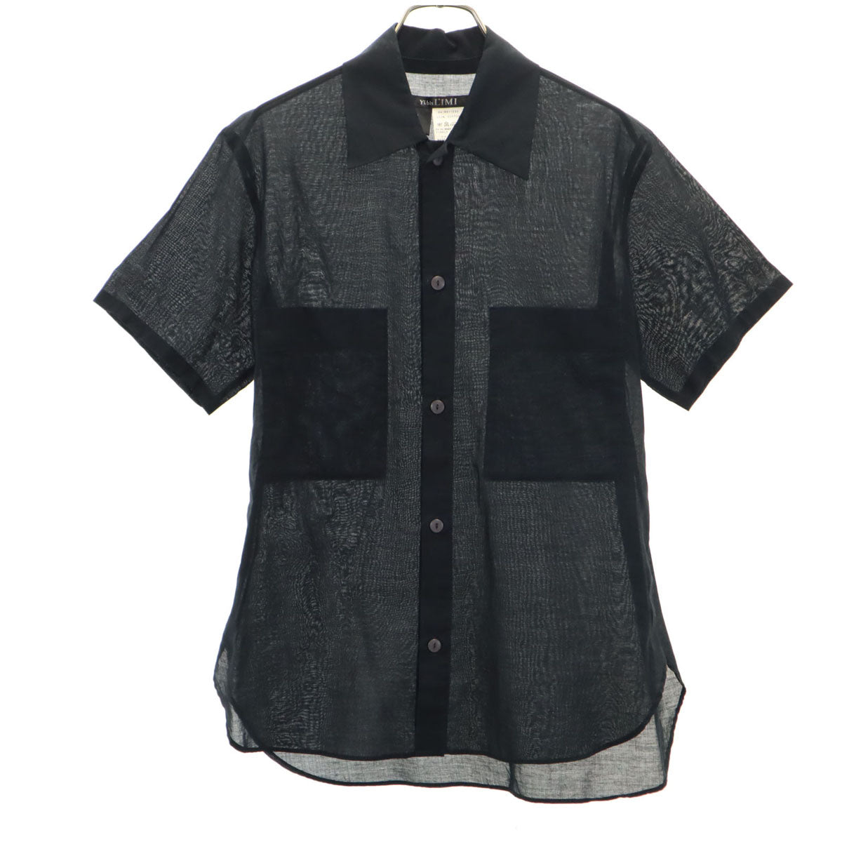 Y'sbisLIMI ワイズビスリミ 日本製 半袖 シアー コットンシャツ S ブラック ヨウジヤマモト レディース