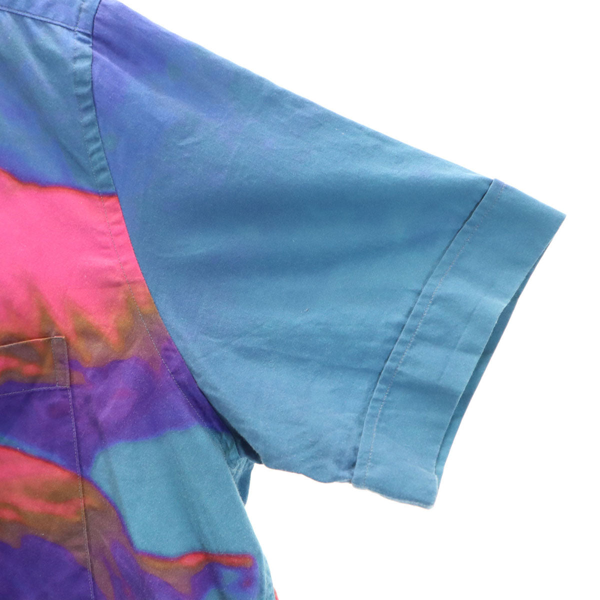 Paul Smith ポールスミス 日本製 総柄 半袖 ジップアップ シャツ L ブルー系 メンズ