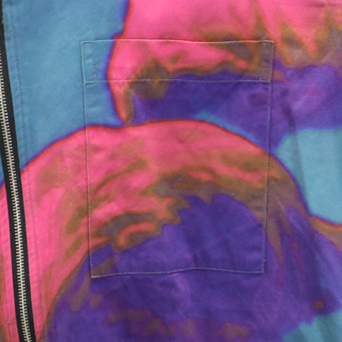 Paul Smith ポールスミス 日本製 総柄 半袖 ジップアップ シャツ L ブルー系 メンズ