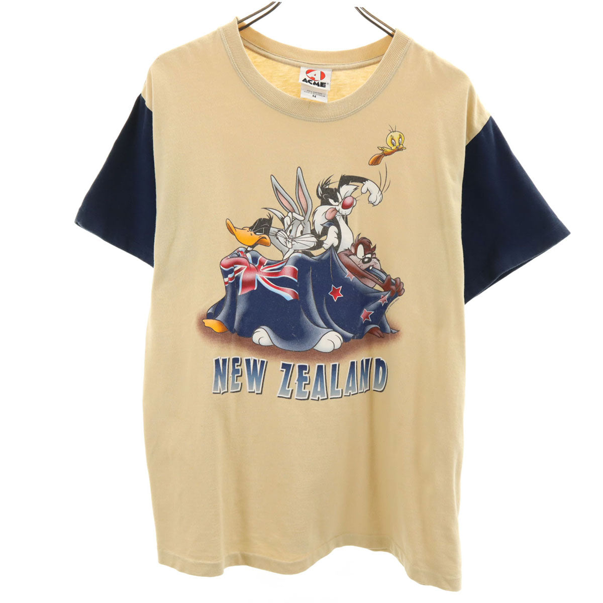 ACME オールド オーストラリア製 ワーナーブラザーズ 半袖 Tシャツ M ベージュ系 シングルステッチ メンズ