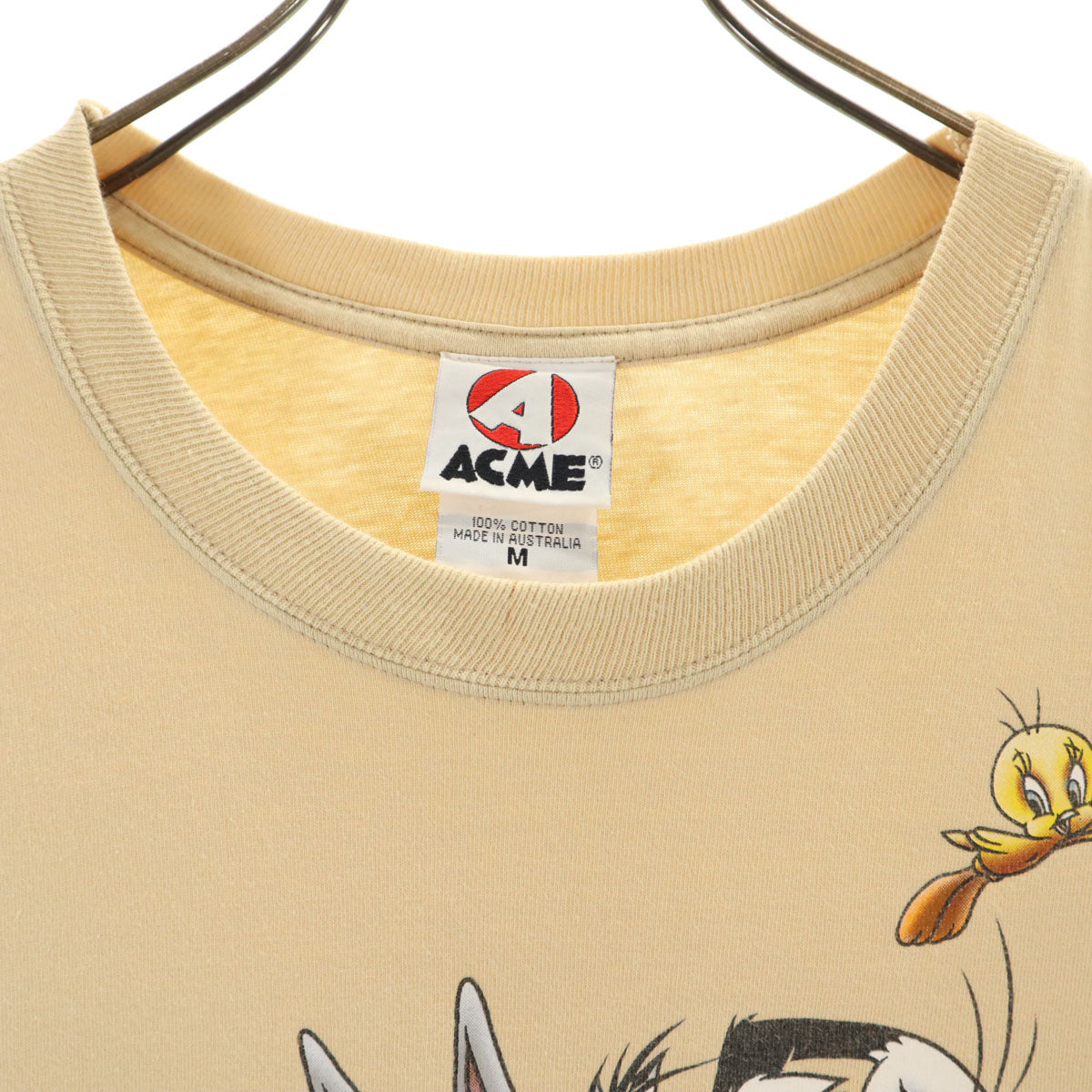 ACME オールド オーストラリア製 ワーナーブラザーズ 半袖 Tシャツ M ベージュ系 シングルステッチ メンズ