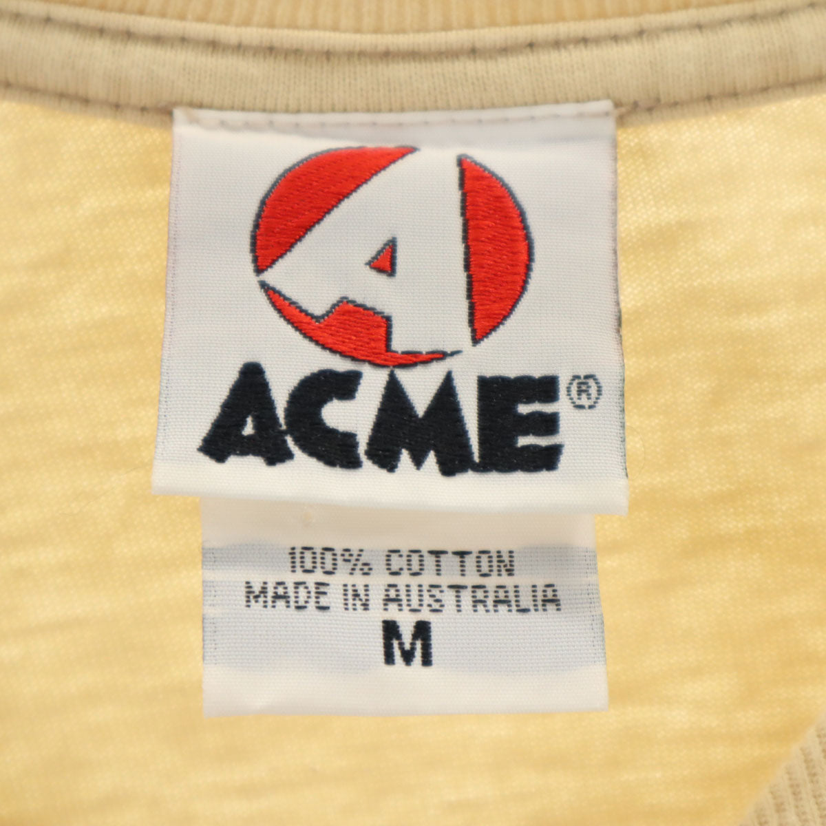 ACME オールド オーストラリア製 ワーナーブラザーズ 半袖 Tシャツ M ベージュ系 シングルステッチ メンズ