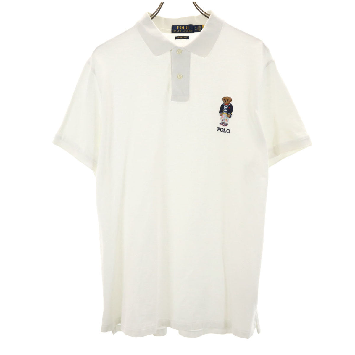 POLO RALPH LAUREN ポロラルフローレン ポロベア刺繍 半袖 カスタムスリムフィット ポロシャツ XL ホワイト 鹿の子 メンズ