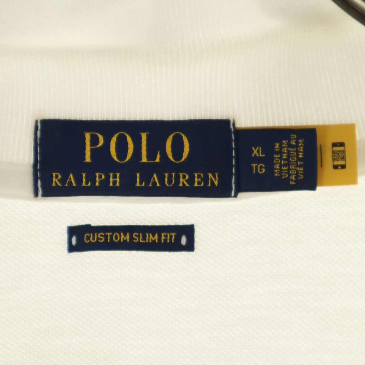 POLO RALPH LAUREN ポロラルフローレン ポロベア刺繍 半袖 カスタムスリムフィット ポロシャツ XL ホワイト 鹿の子 メンズ