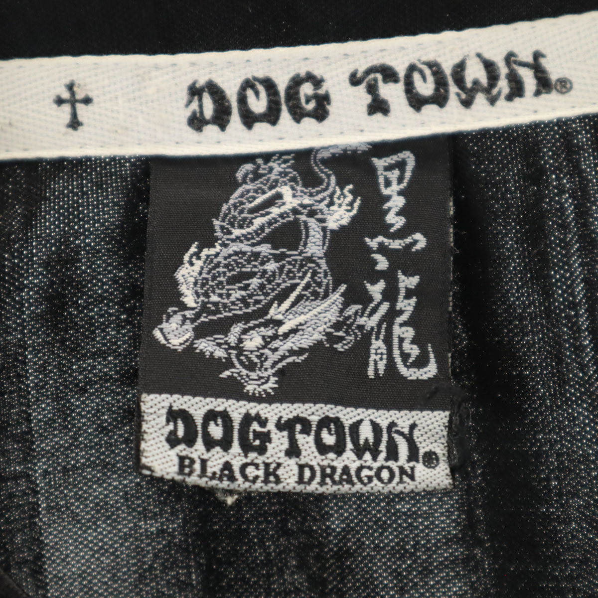 DOGTOWN ドッグタウン 90s オールド ベースボールシャツ 半袖 Vネック シャツ ブラック系 黒龍 メンズ