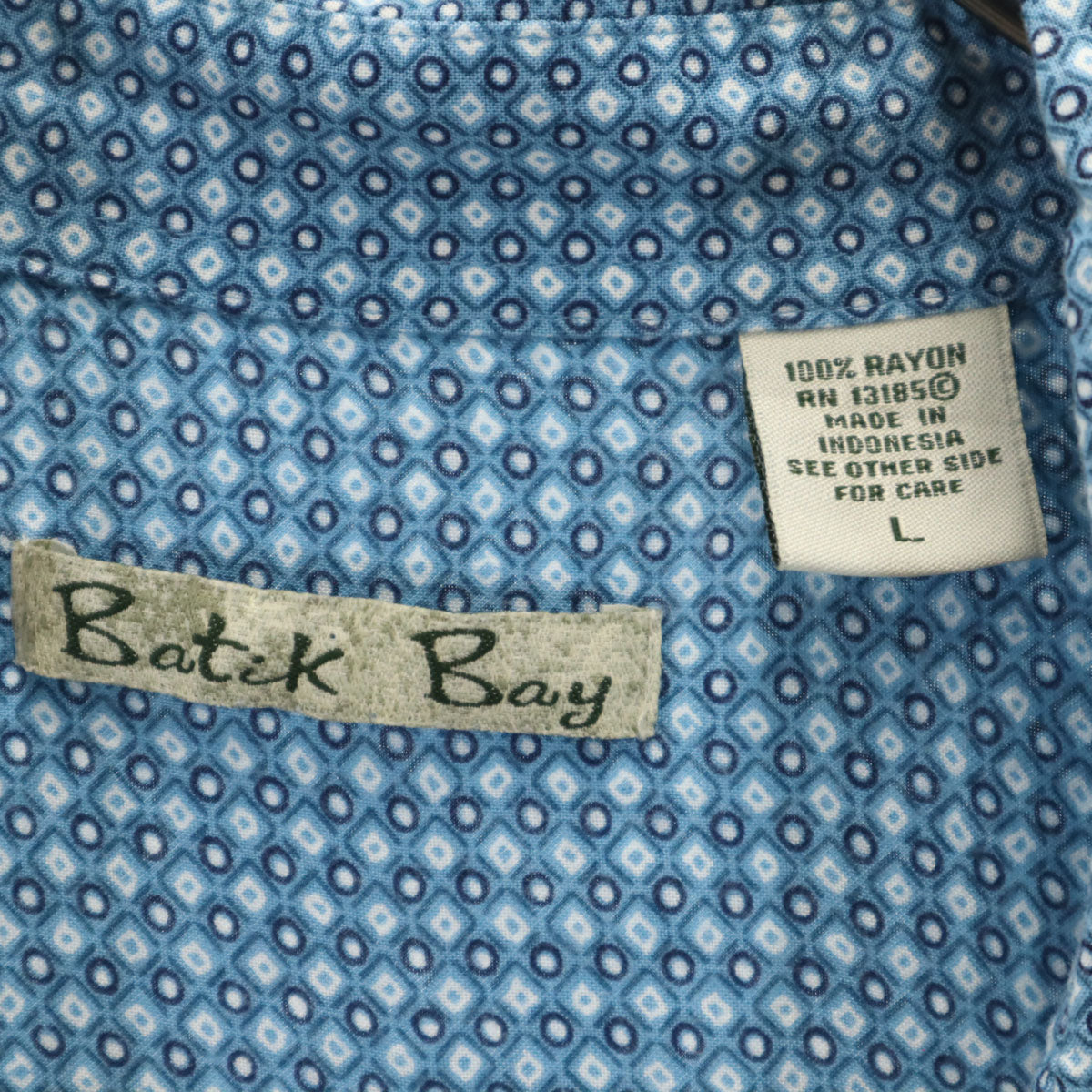 Batik Bay バティックベイ 00s 総柄 半袖 アロハシャツ L ブルー メンズ