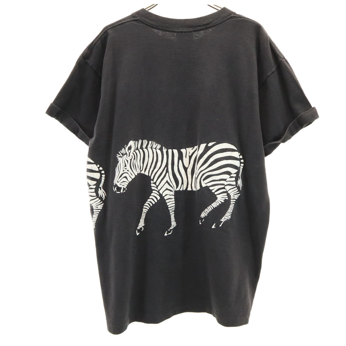 ONEITA オニータ 90s USA製 オールド シマウマ プリント 半袖 Tシャツ XL ブラック メンズ