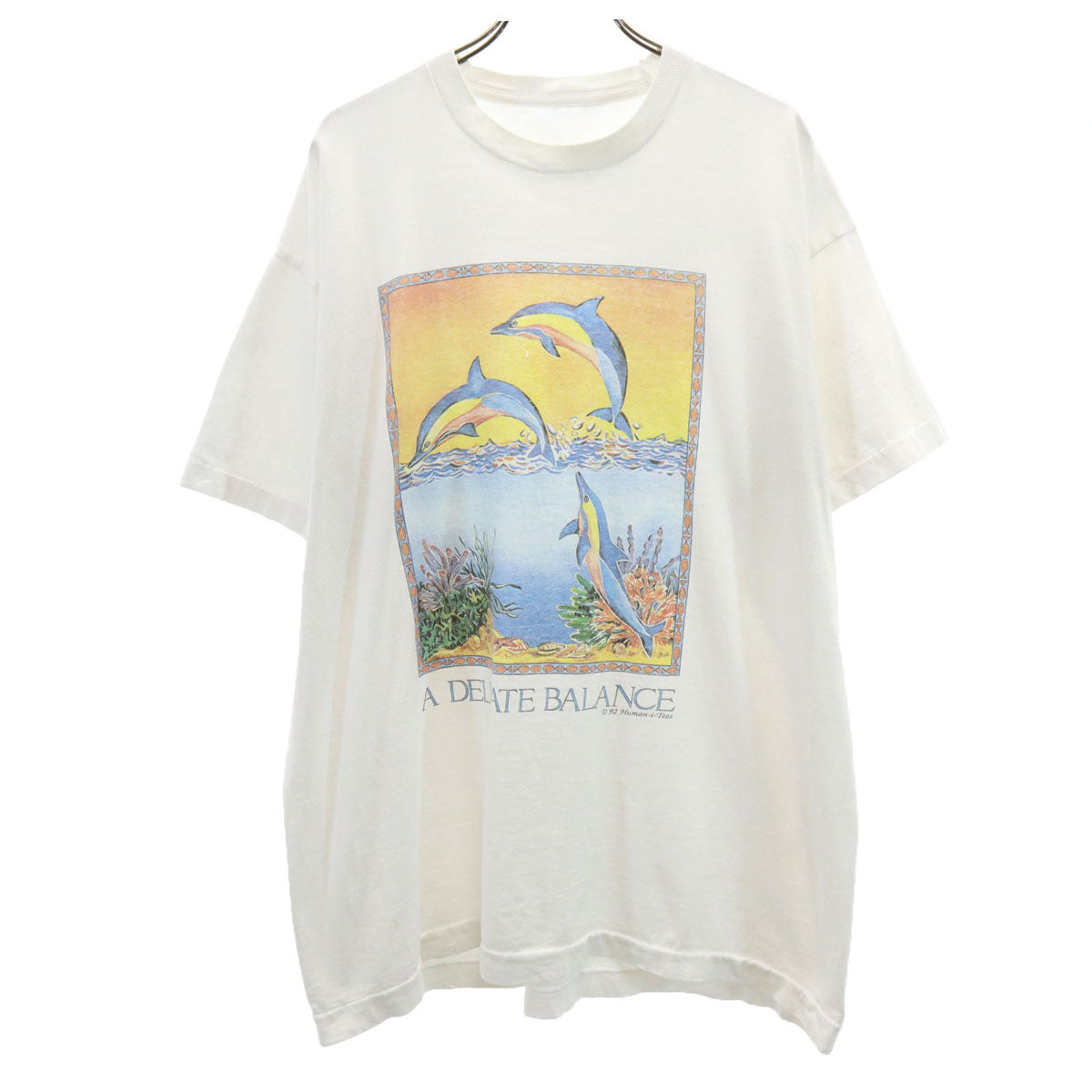 90s オールド イルカ プリント 半袖 Tシャツ ホワイト シングルステッチ レディース