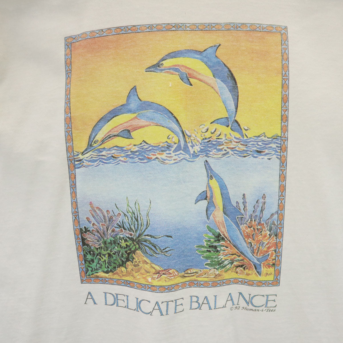 90s オールド イルカ プリント 半袖 Tシャツ ホワイト シングルステッチ レディース