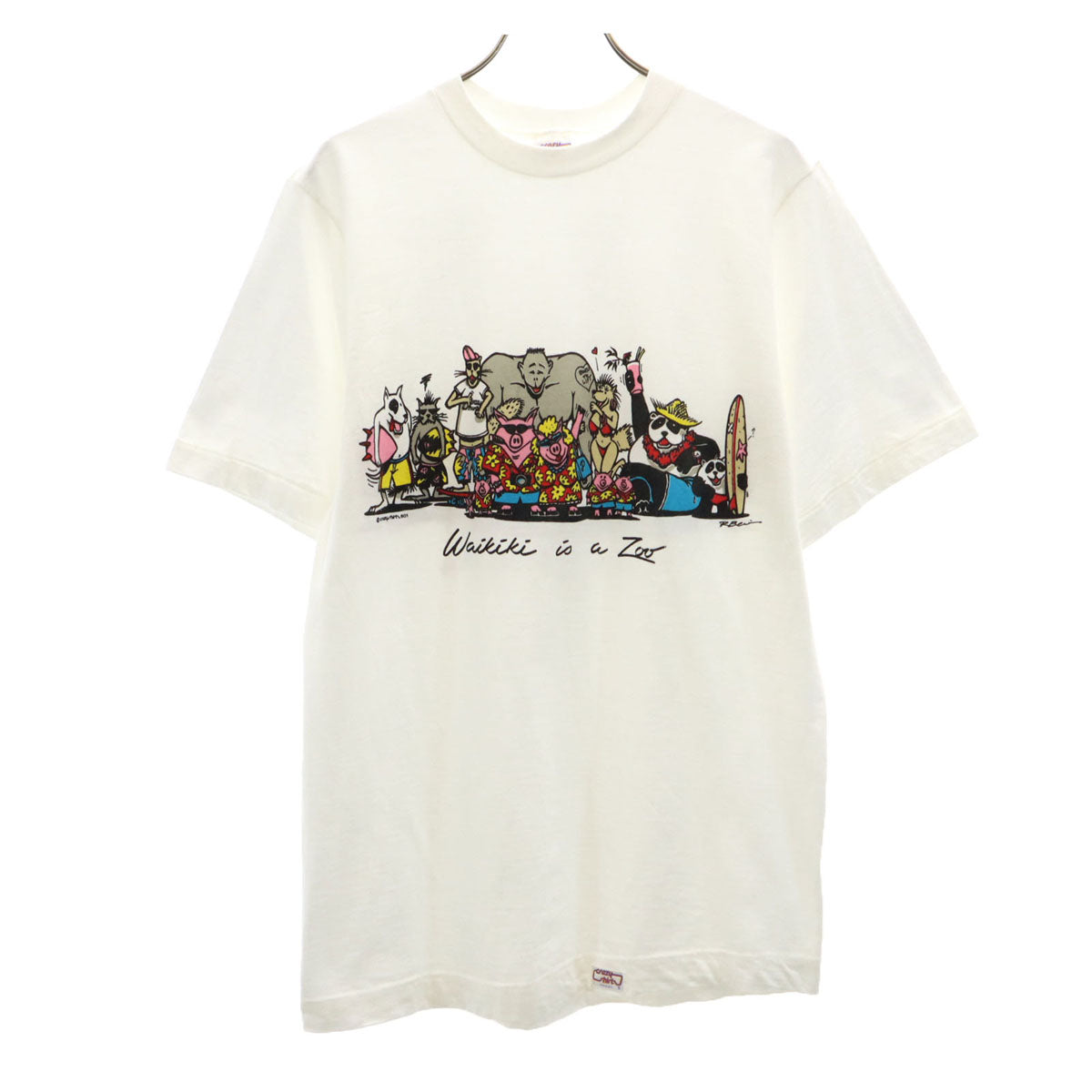Crazy Shirt クレイジーシャツ 90s USA製 オールド 動物園 アニマル 半袖 Tシャツ M ホワイト メンズ