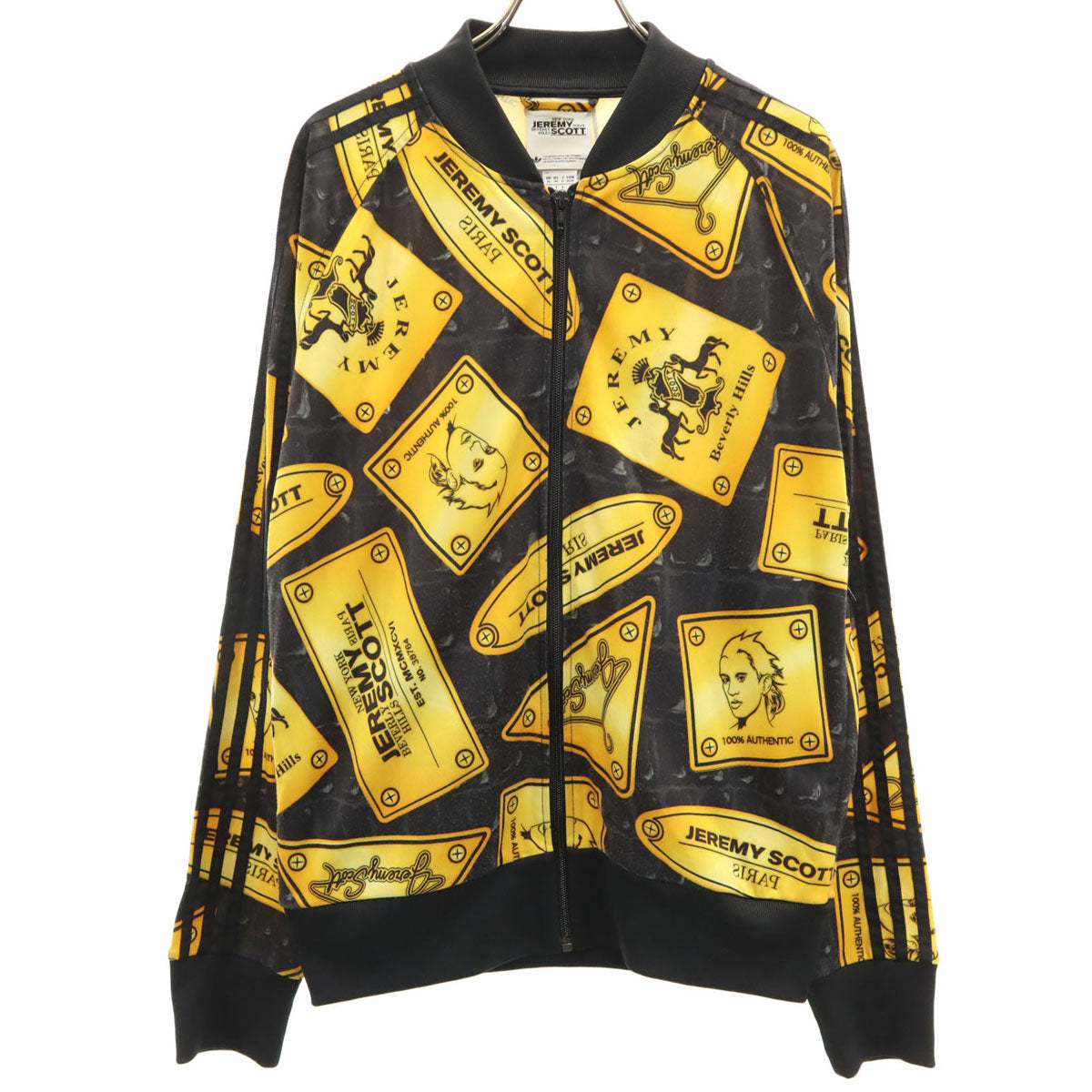 adidas Originals アディダスオリジナルス JEREMY SCOTT ジェレミースコット コラボライン 10周年記念 ゴールドプレート総柄 トラックジャケット O ブラック ジャージ レディース