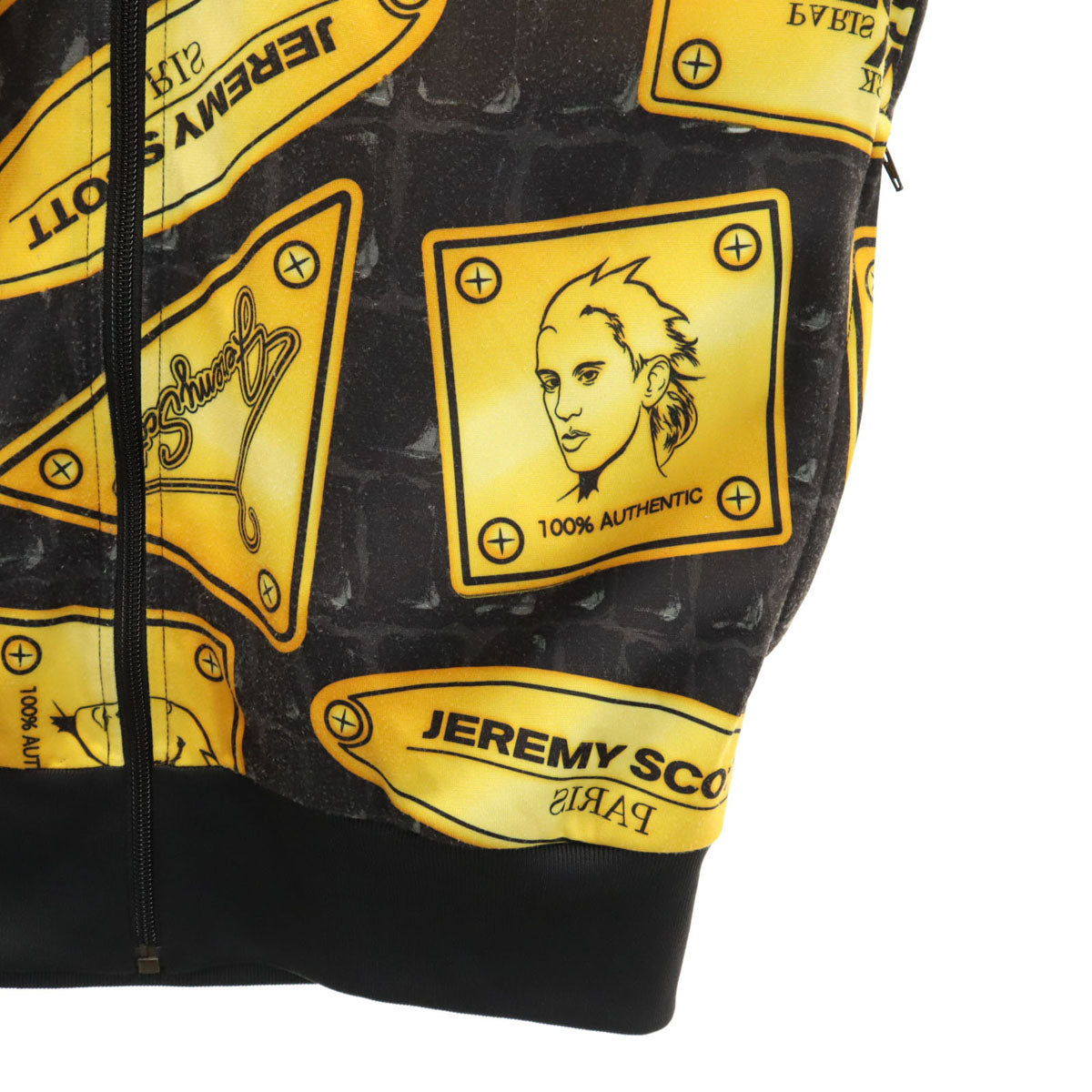 adidas Originals アディダスオリジナルス JEREMY SCOTT ジェレミースコット コラボライン 10周年記念 ゴールドプレート総柄 トラックジャケット O ブラック ジャージ レディース