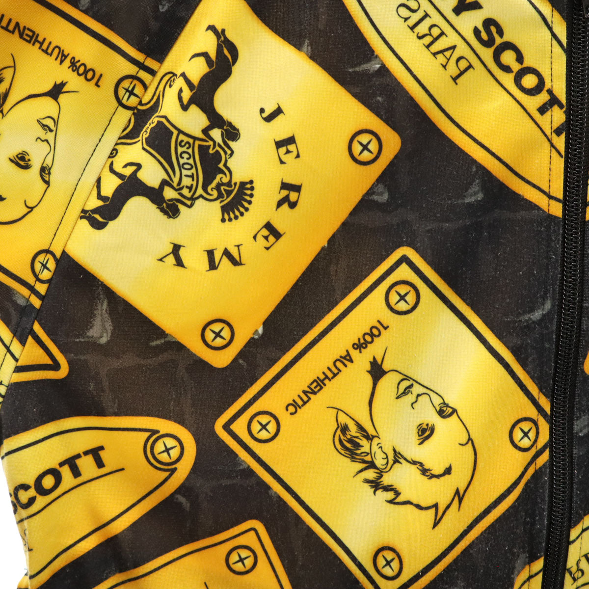 adidas Originals アディダスオリジナルス JEREMY SCOTT ジェレミースコット コラボライン 10周年記念 ゴールドプレート総柄 トラックジャケット O ブラック ジャージ レディース