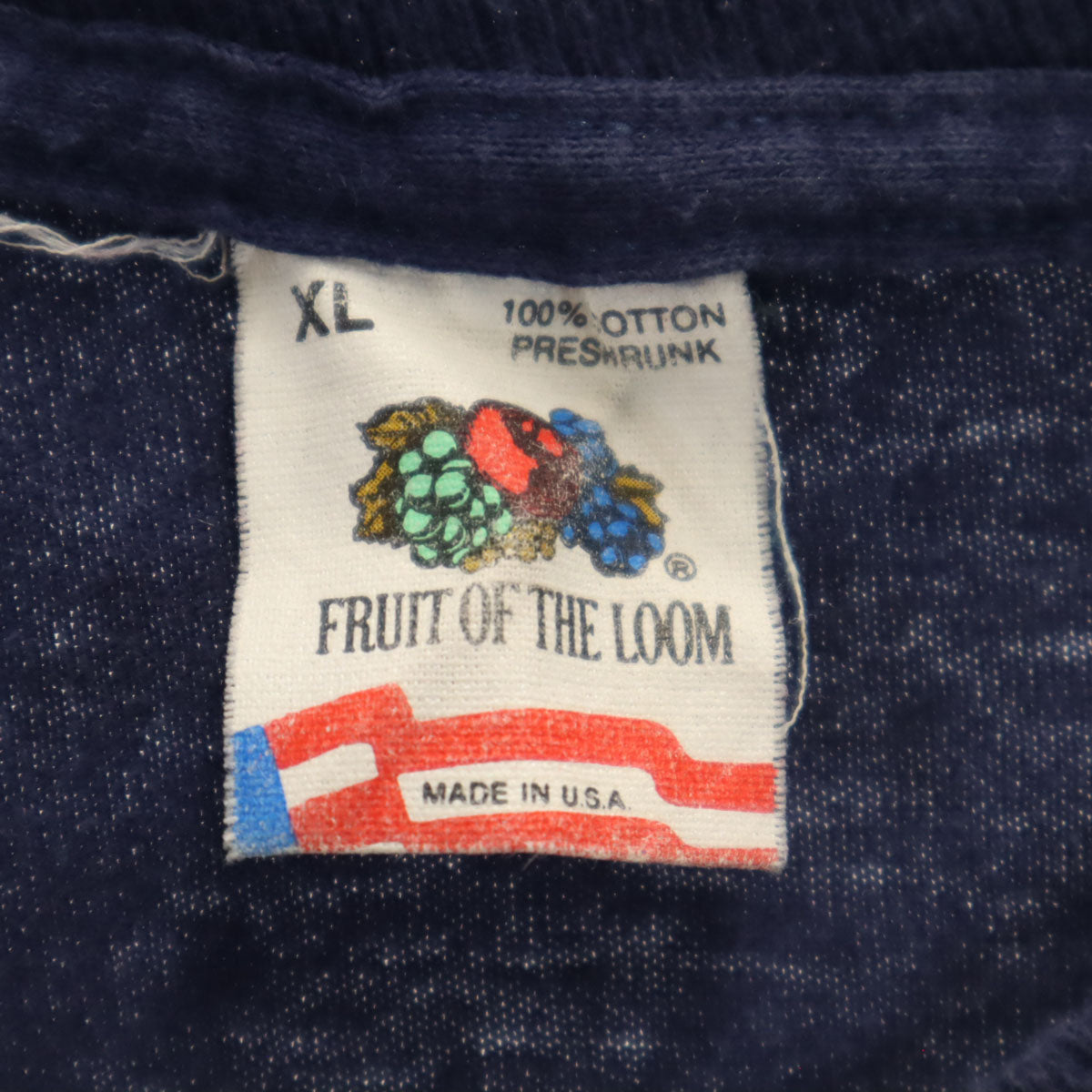 FRUIT OF THE LOOM フルーツオブザルーム 80s USA製 ヴィンテージ 半袖 Tシャツ XL ネイビー シングルステッチ メンズ