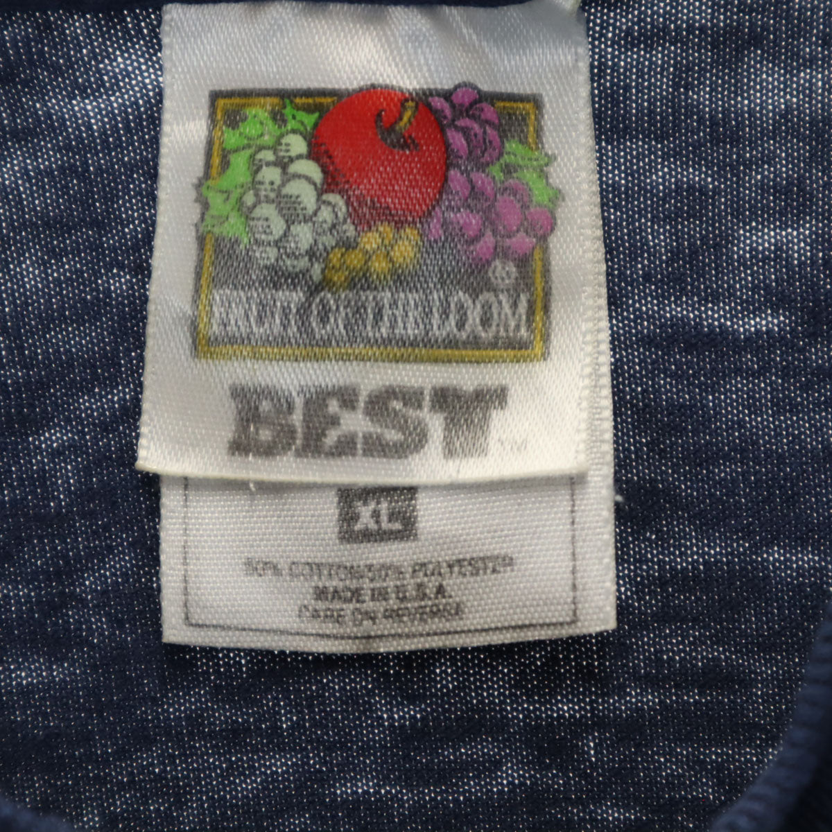 FRUIT OF THE LOOM BEST フルーツオブザルーム ベスト 90s USA製 オールド 半袖 Tシャツ XL ネイビー シングルステッチ ポケT メンズ