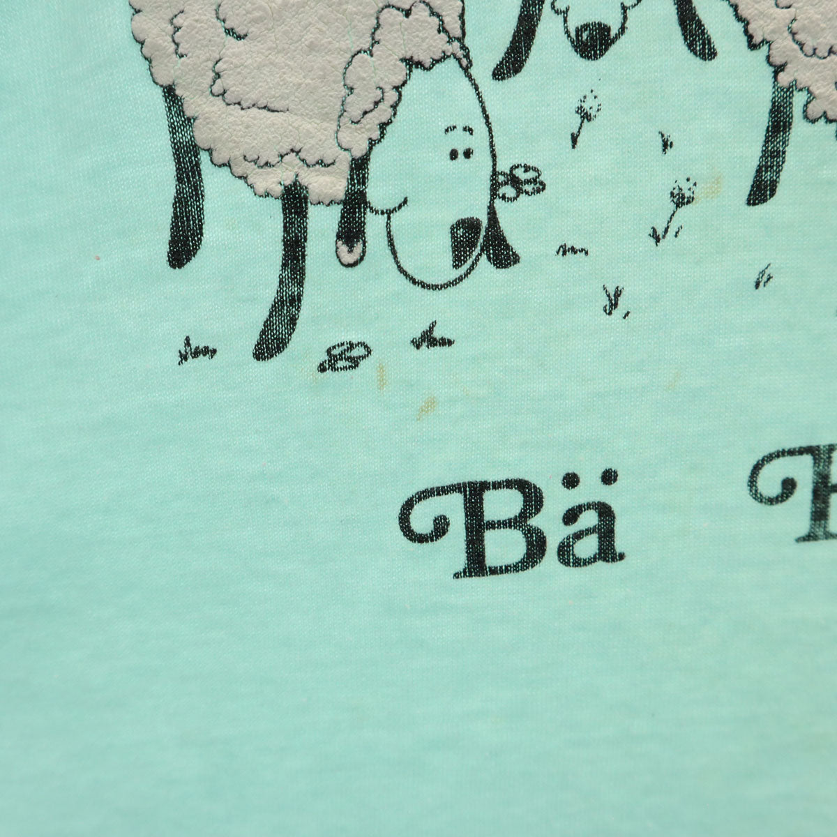 90s オールド 羊 プリント 半袖 Tシャツ ミントブルー シングルステッチ レディース